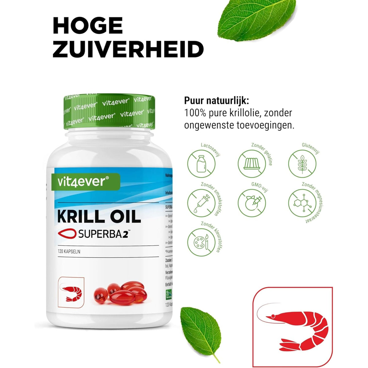 Krillöl Superba2 mit Omega 3 & Astaxanthin | 120 Softgels | Vit4ever