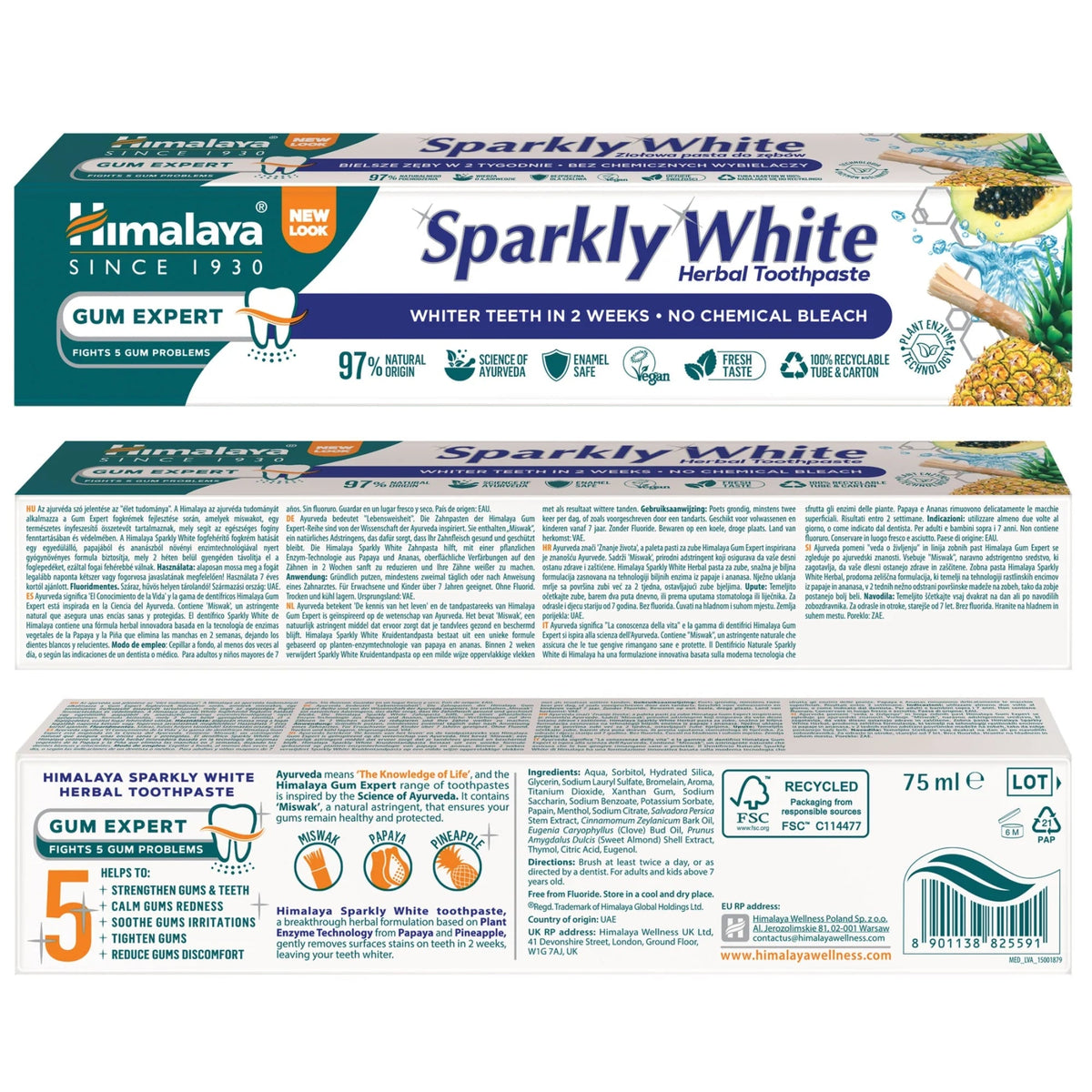 Gum Expert Kräuterzahnpasta Sparkly White | 75 ml | Himalaya