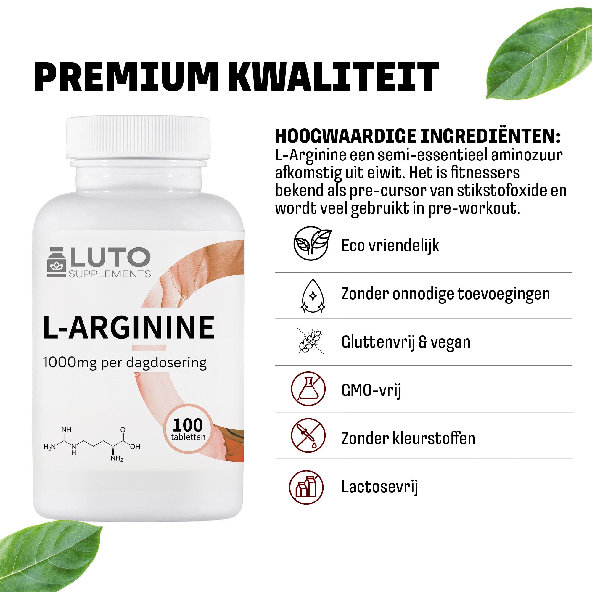L-Arginin 1000 mg | 100 Kapseln | LUTO Supplements