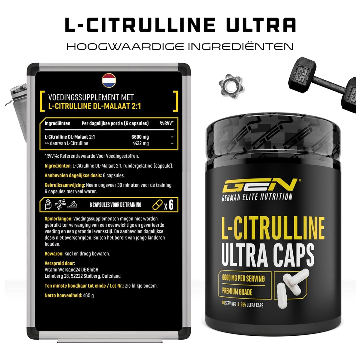 L-Citrullin Ultra Caps 6600mg | 365 Kapseln | German Elite Nutrition