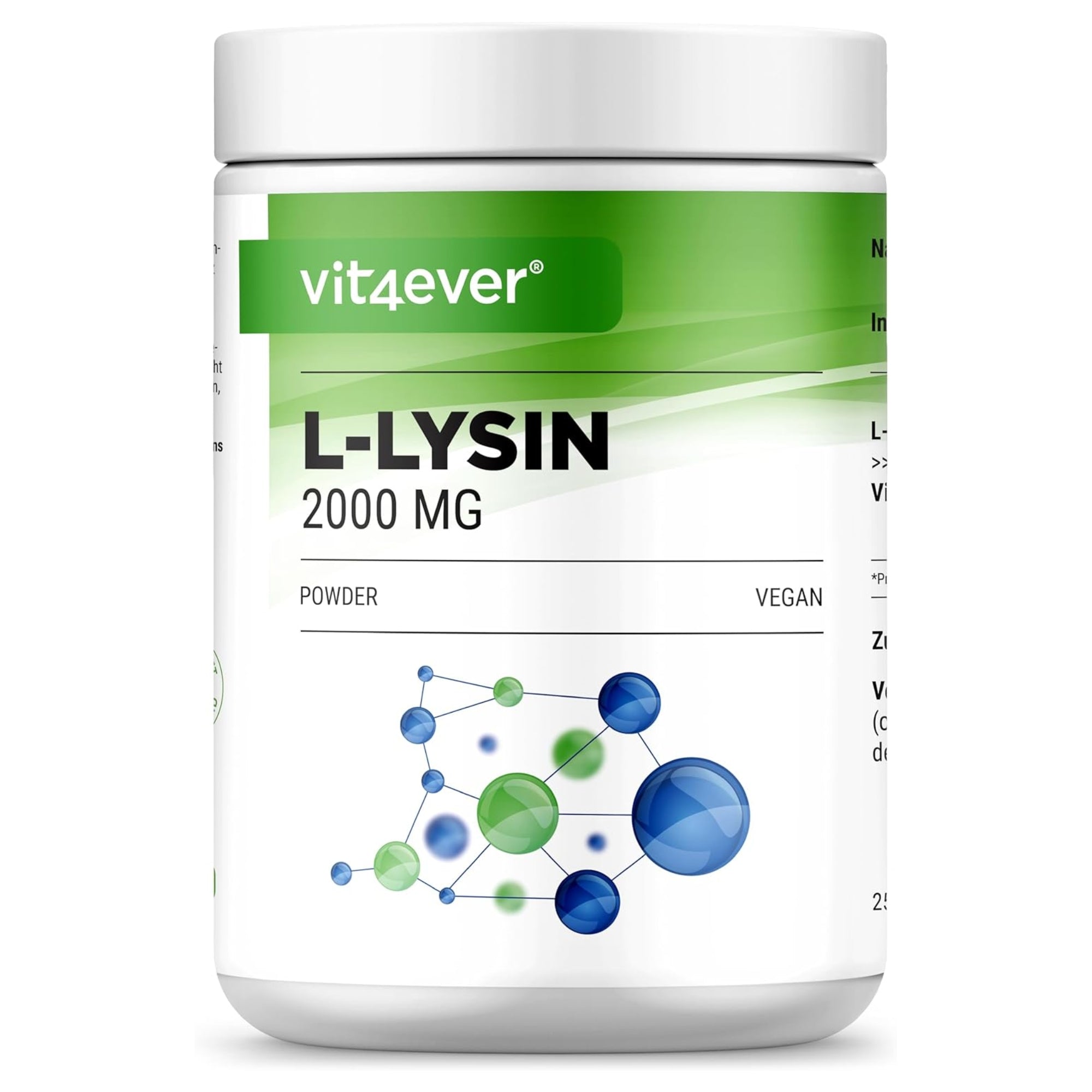 Vit4ever L-Lysin + Vitamin B6 Pulver - 500 g