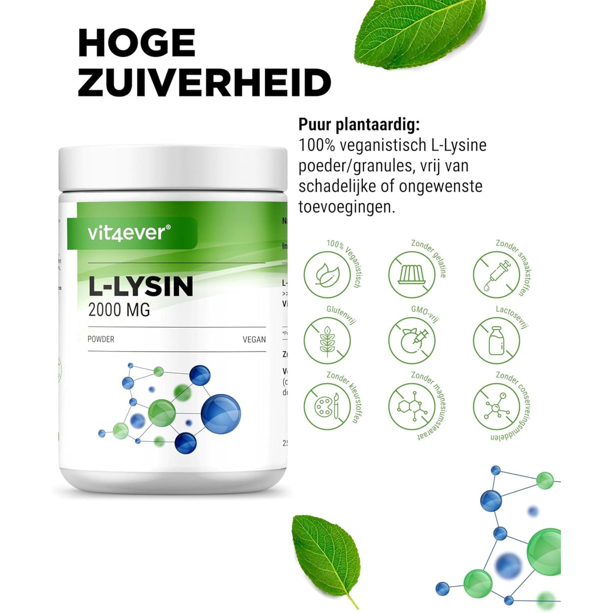 L-Lysin + Vitamin B6 Pulver | 500 g | Vit4ever