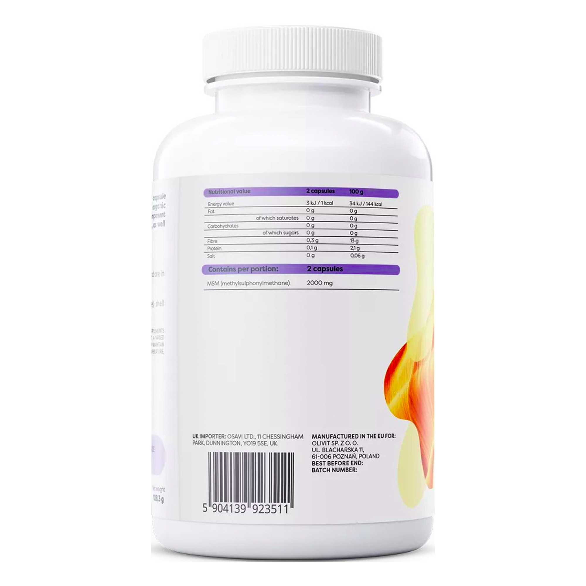 Nährwerte Osavi MSM – 2000 mg Methylsulfonylmethan pro Tagesdosis