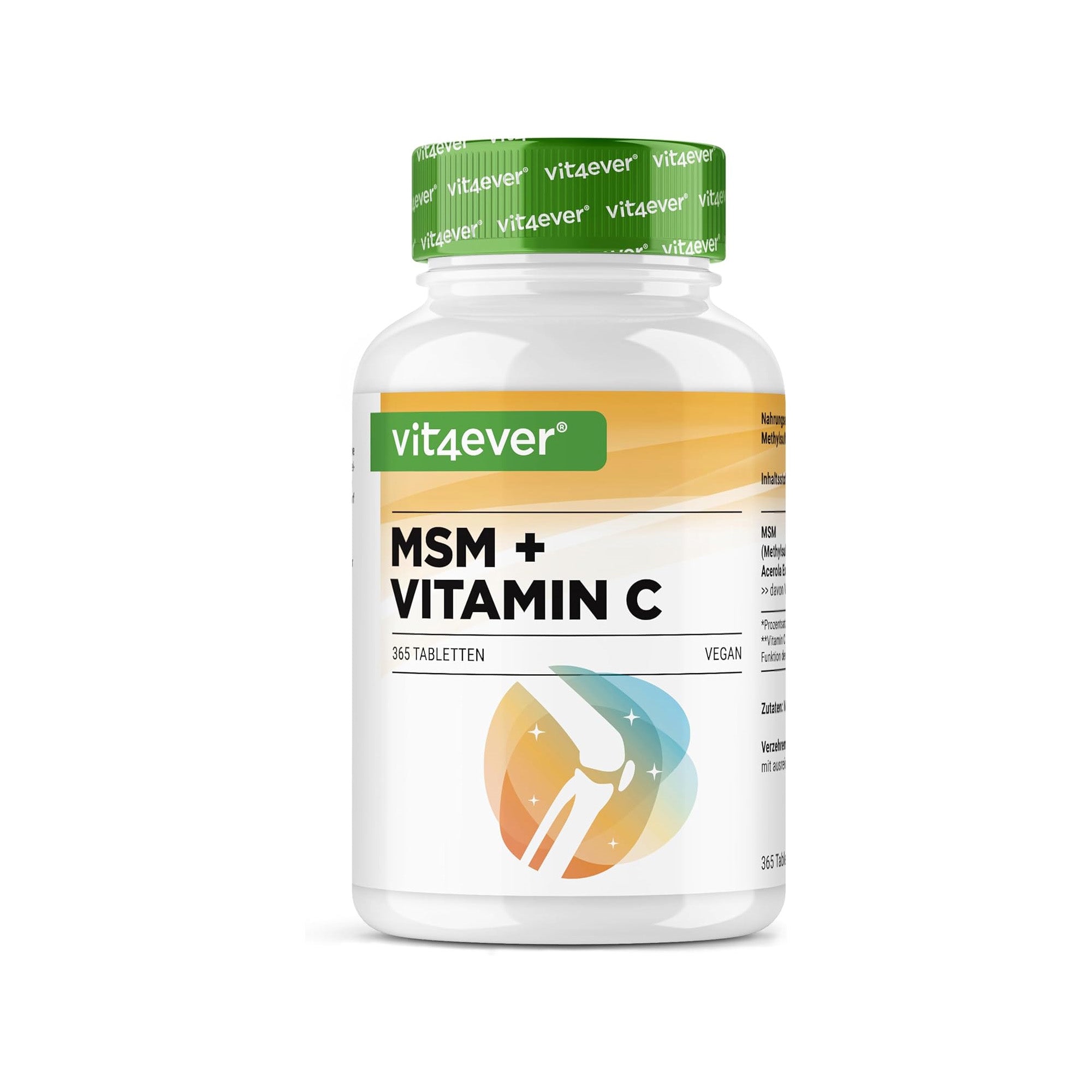 Vit4ever MSM + Vitamin C - 365 vegane Tabletten für Gelenke und Haut