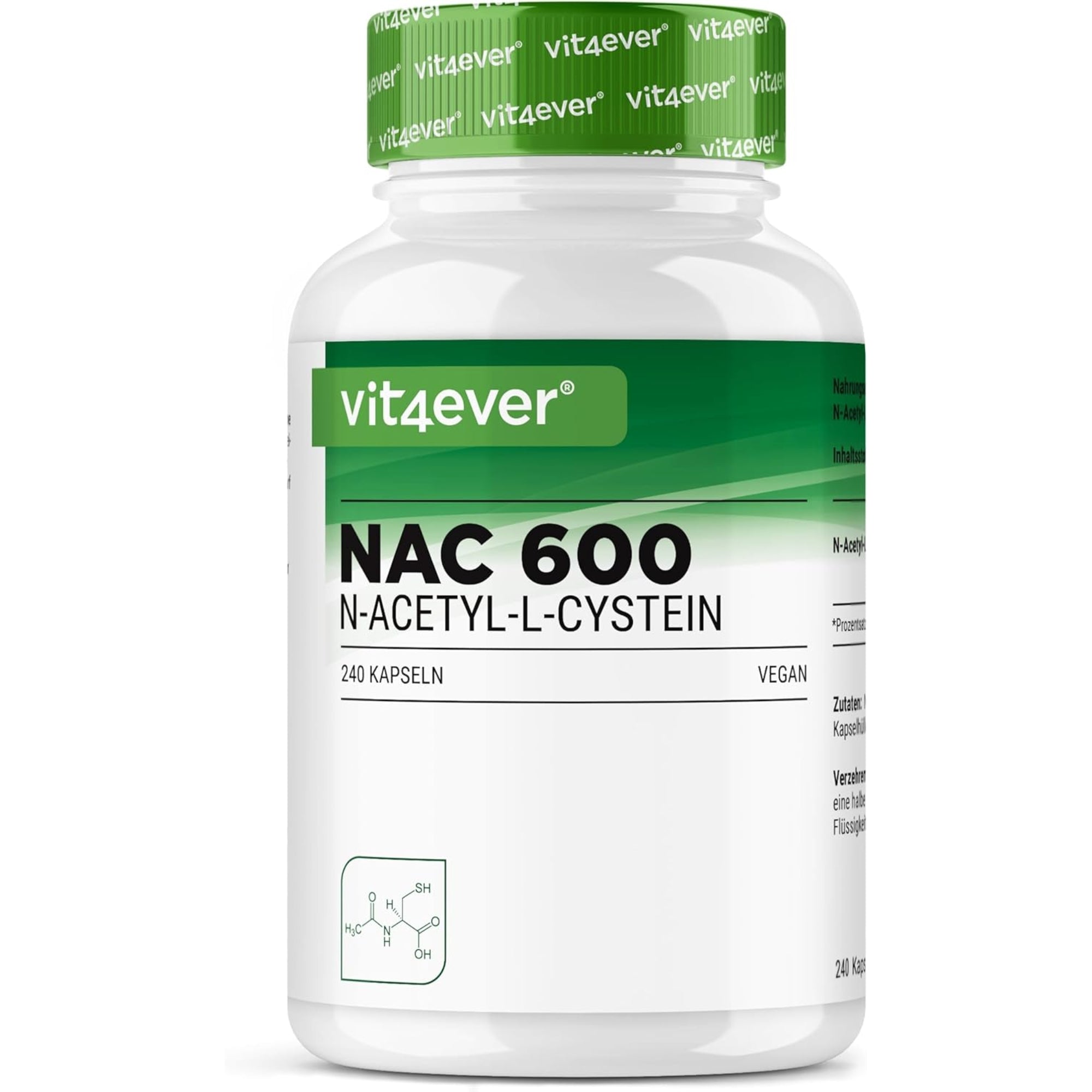 Vit4ever NAC N-Acetyl-L-Cystein 600 mg - 240 Kapseln