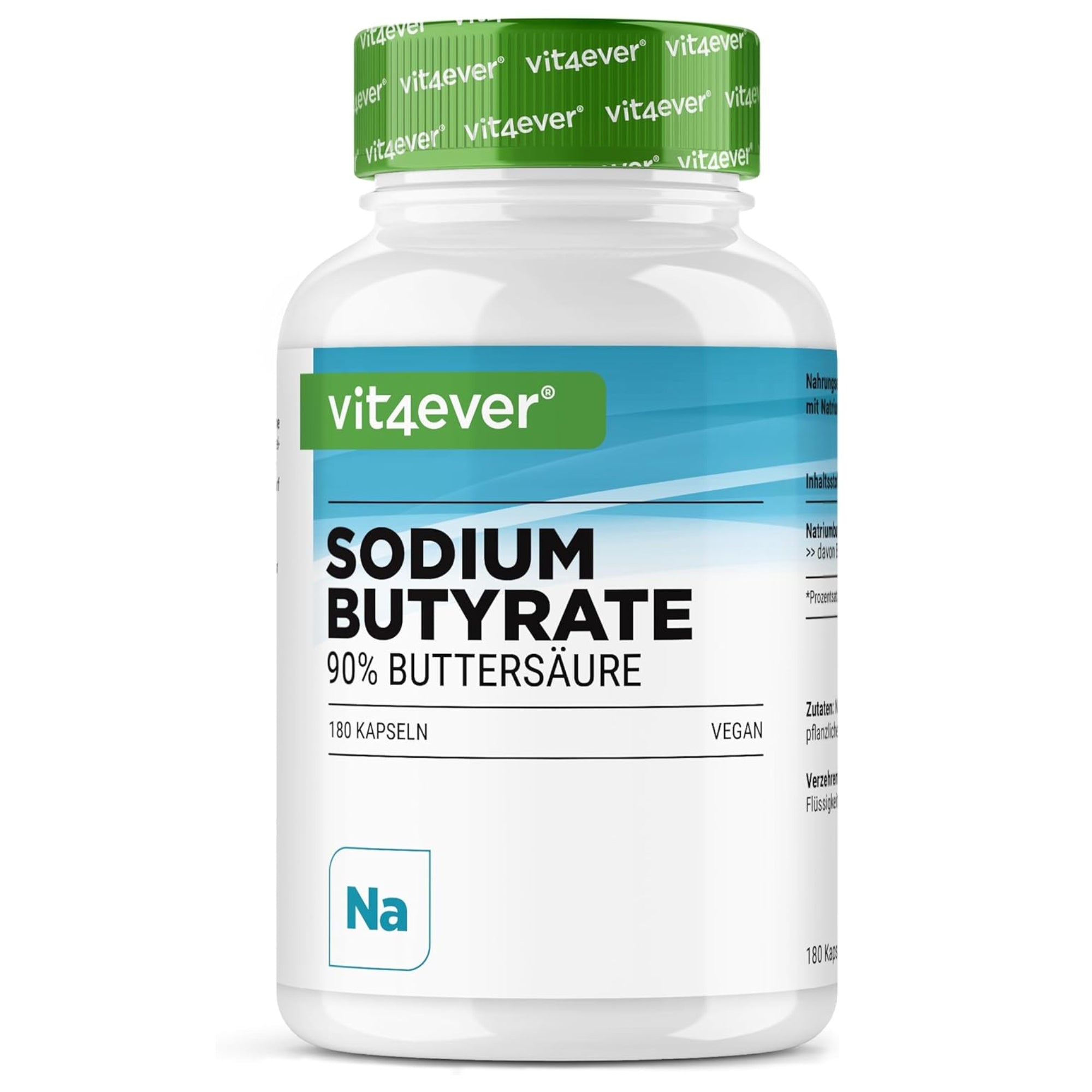 Natriumbutyrat 90% Buttersäure von Vit4ever, 180 Kapseln