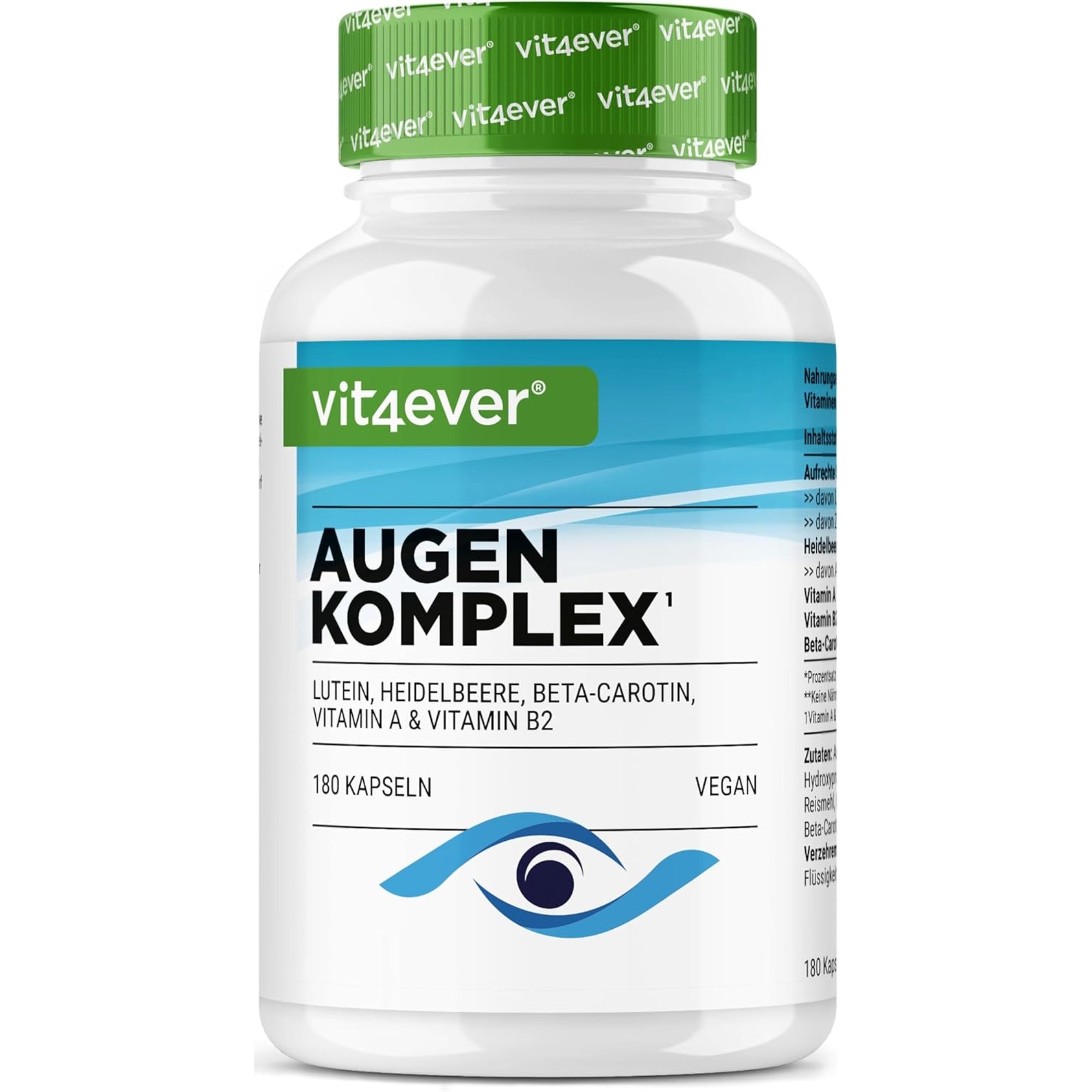 Augen Complex mit Lutein, Vitamin A & B2 von Vit4ever, 180 Kapseln