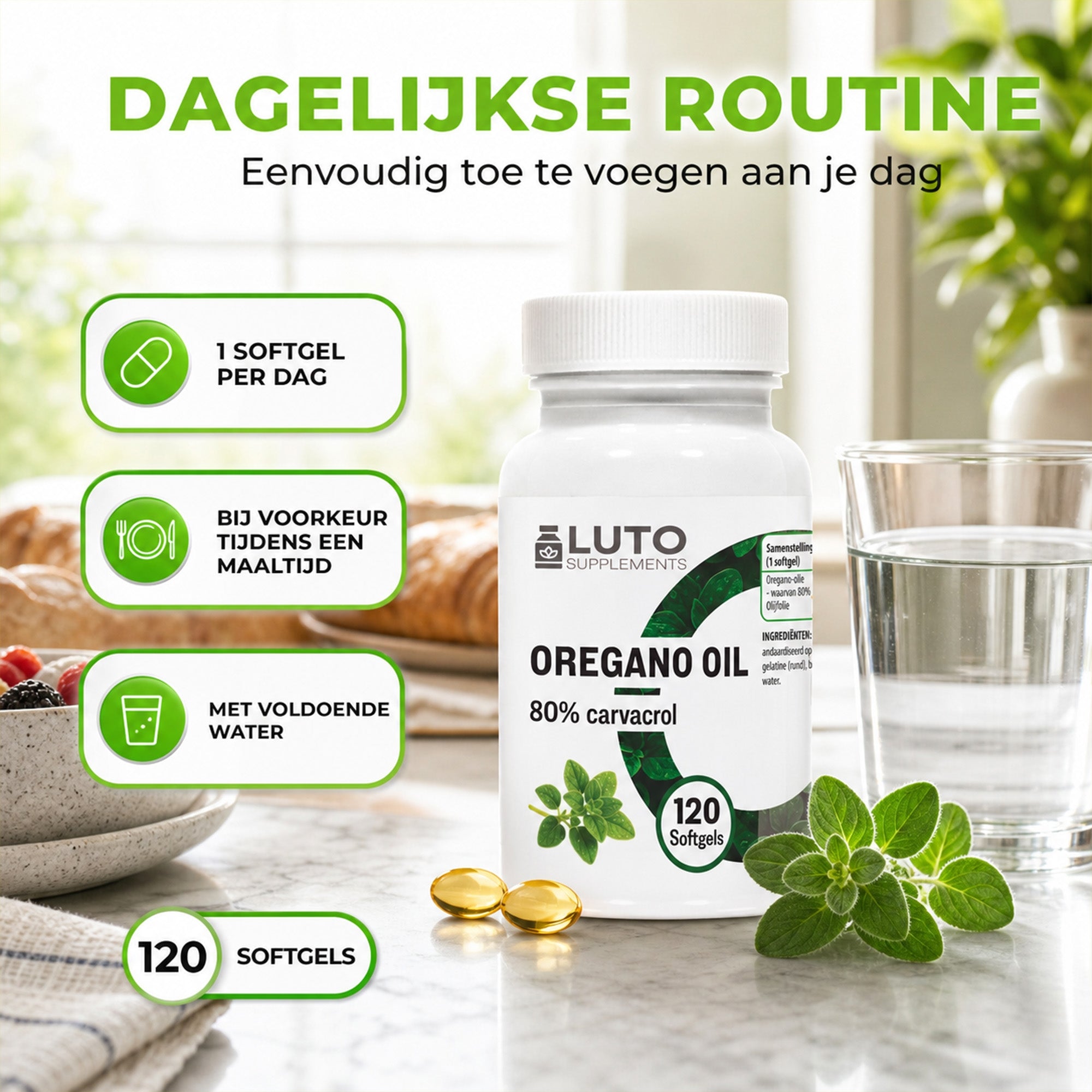 Oregano Öl 150 mg 80% Carvacrol | 120 Kapseln | LUTO Supplements
