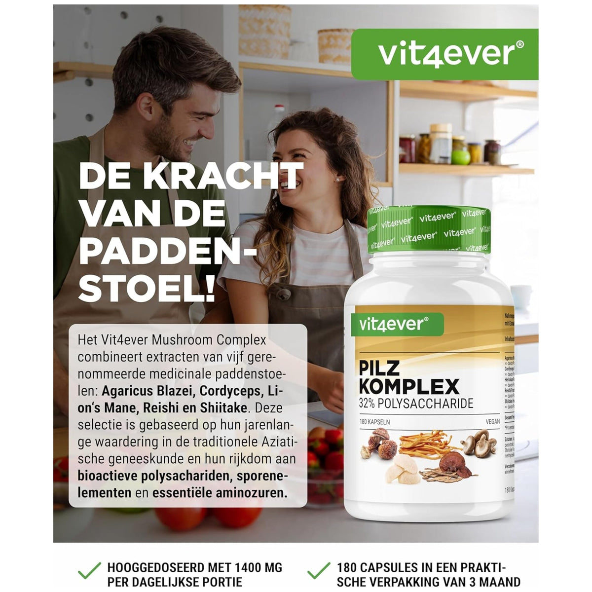 Pilze Komplex 5 Sorten | 180 Kapseln | Vit4ever