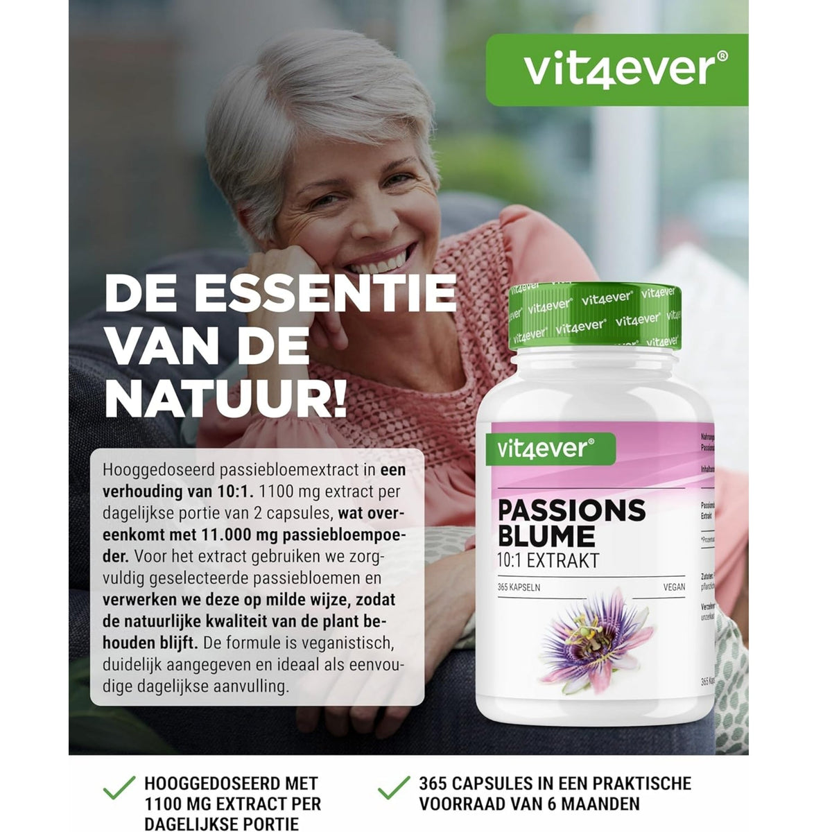 Passionsblume Extrakt 10:1 | 240 Kapseln | Vit4ever