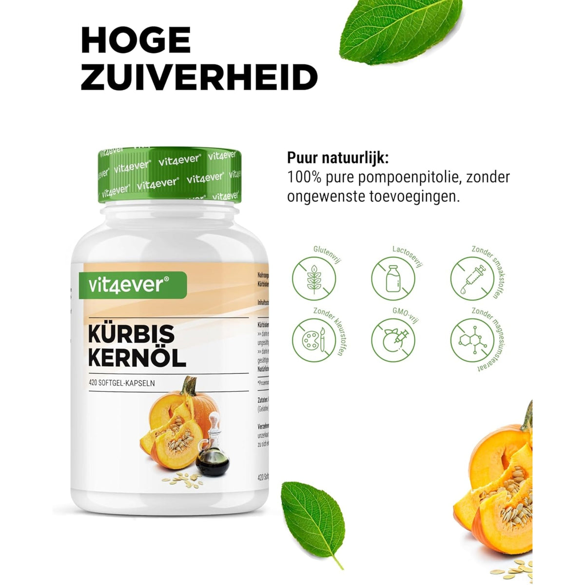Kürbiskernöl + natürliches Vitamin E | 420 Softgels | Vit4ever