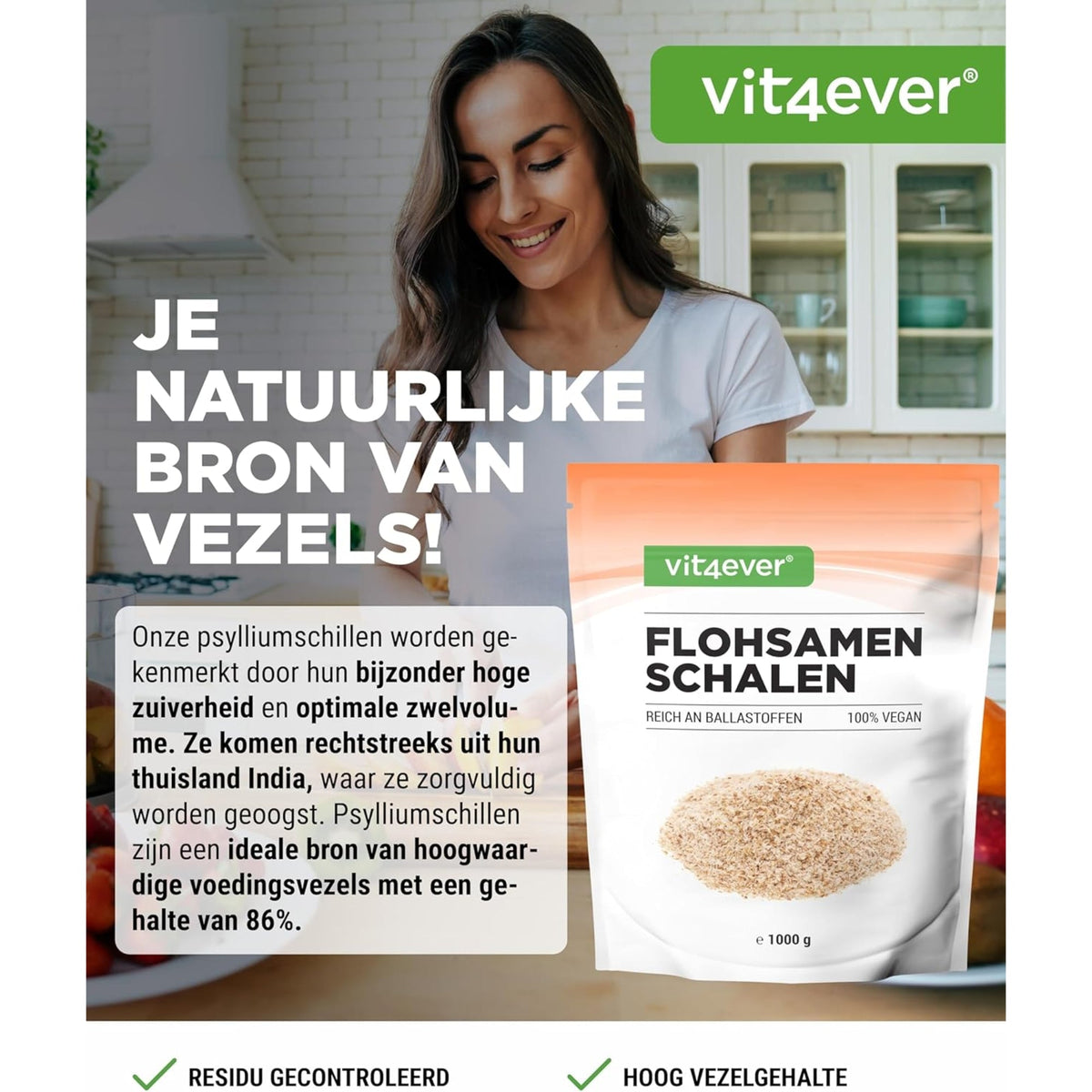 Flohsamenschalen (Psyllium Husk) | 1000 g | Vit4ever