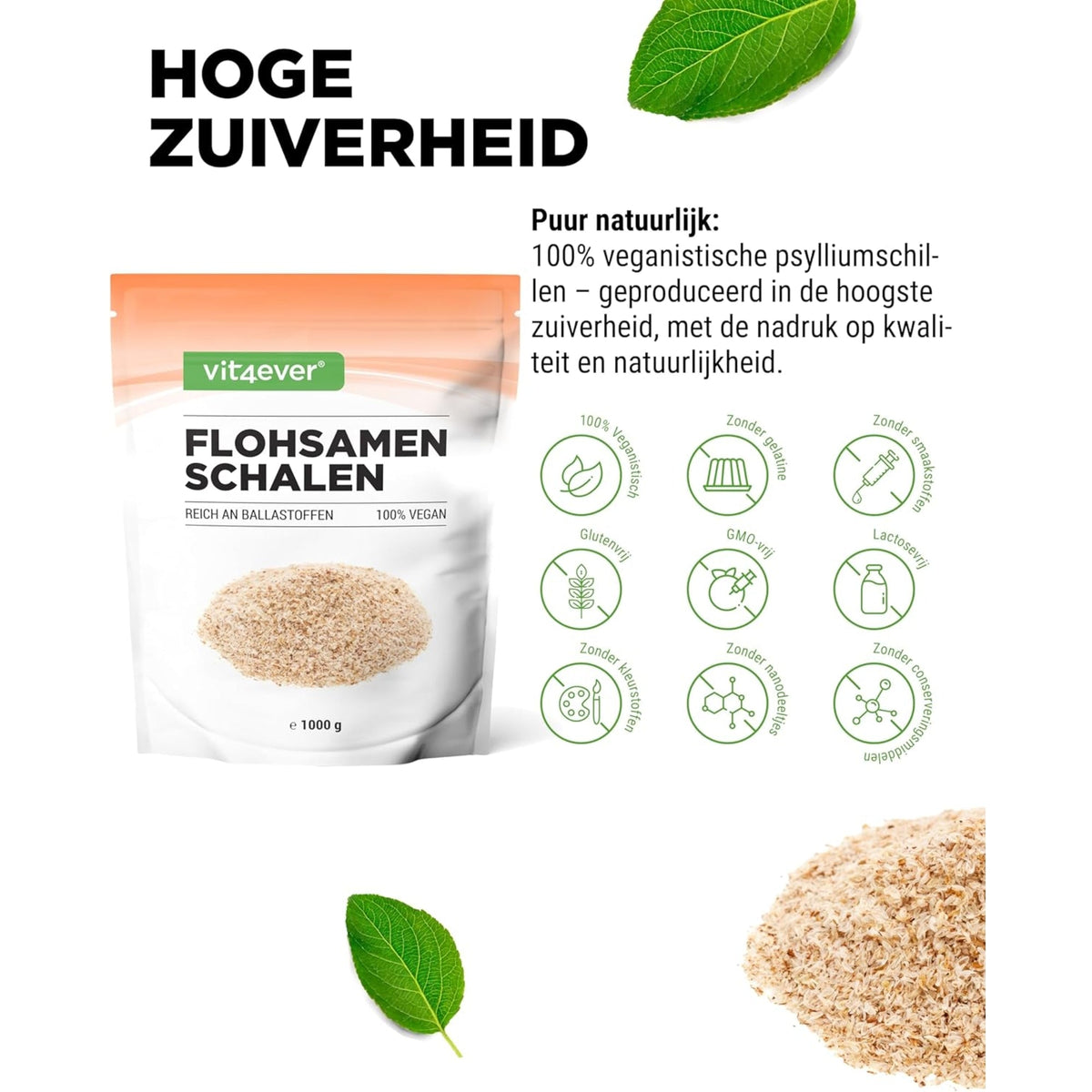 Flohsamenschalen (Psyllium Husk) | 1000 g | Vit4ever
