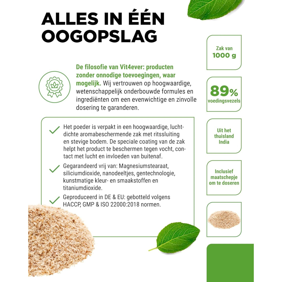 Flohsamenschalen (Psyllium Husk) | 1000 g | Vit4ever