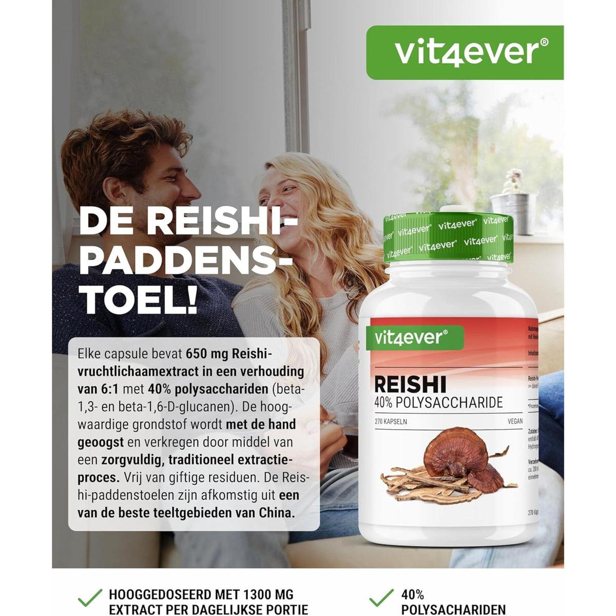 Reishi Intenso 1300 mg | 270 Kapseln | Vit4ever