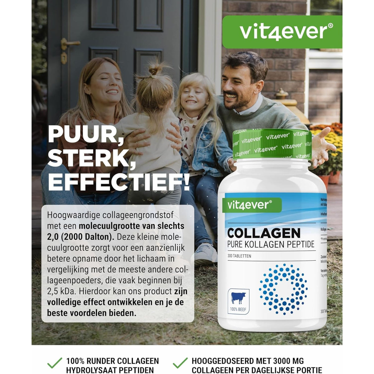 Rinderkollagen 3000 mg | 300 Tabletten | Vit4ever
