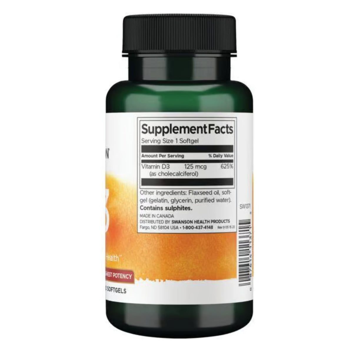Vitamin D3 5000 IU Swanson – Produktverpackung Vorderseite