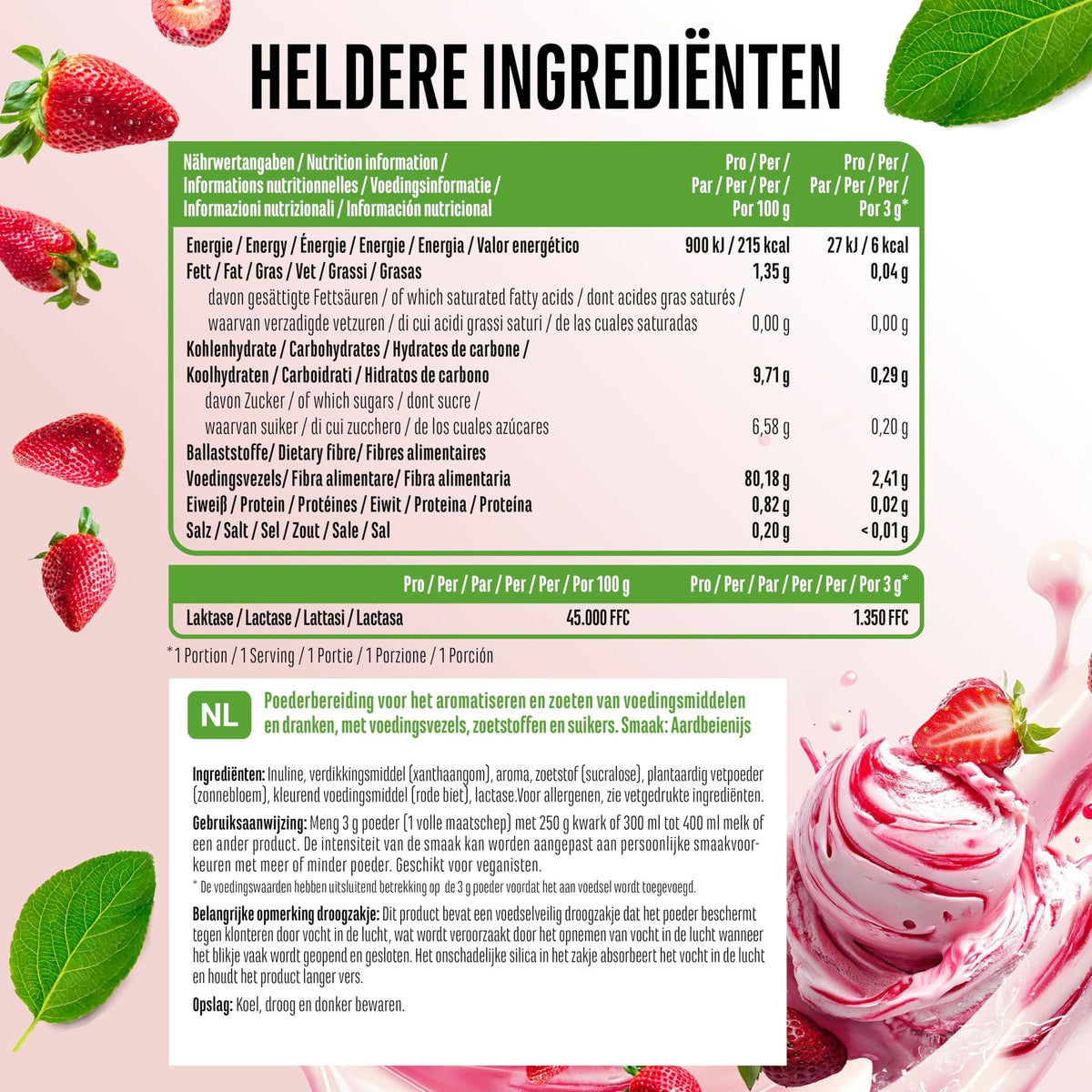 Flavor Craft Erdbeereis Geschmackspulver | 250g | Vit4ever