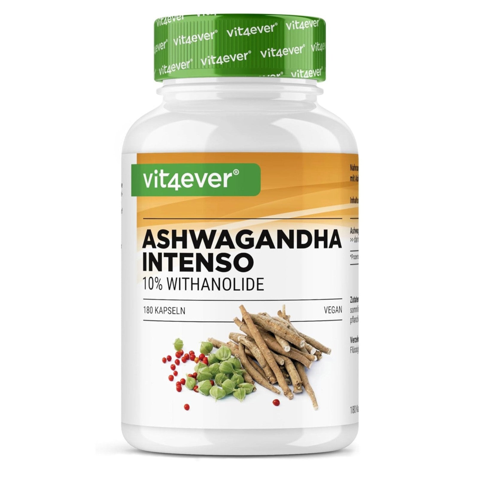 Vit4ever Ashwagandha-Extrakt mit 10% Withanoliden - 180 Kapseln