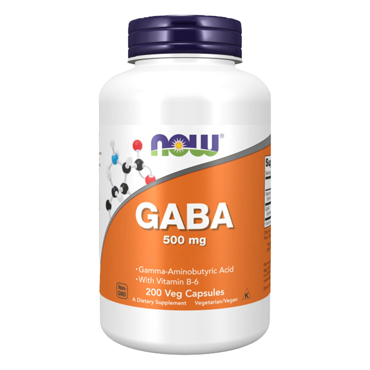 Dose NOW Foods GABA 500mg mit Vitamin B6 pflanzliche Kapseln, 200 Kapseln #Inhalt_200 Kapseln
