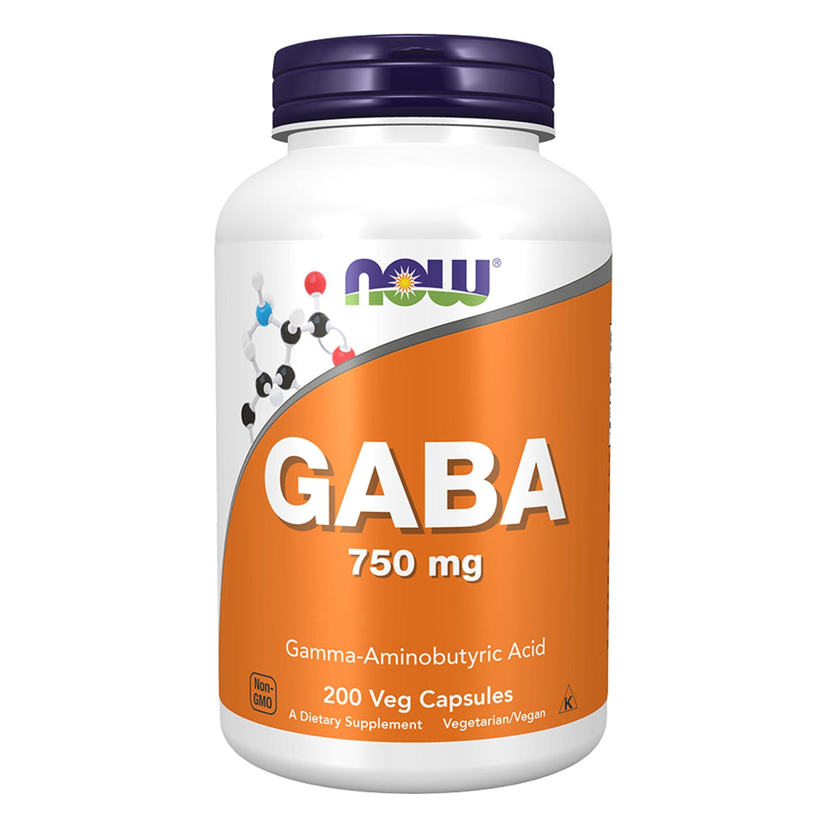 NOW Foods GABA 750mg pflanzliche Kapseln, Dose mit 200 Kapseln #Inhalt_200 Kapseln