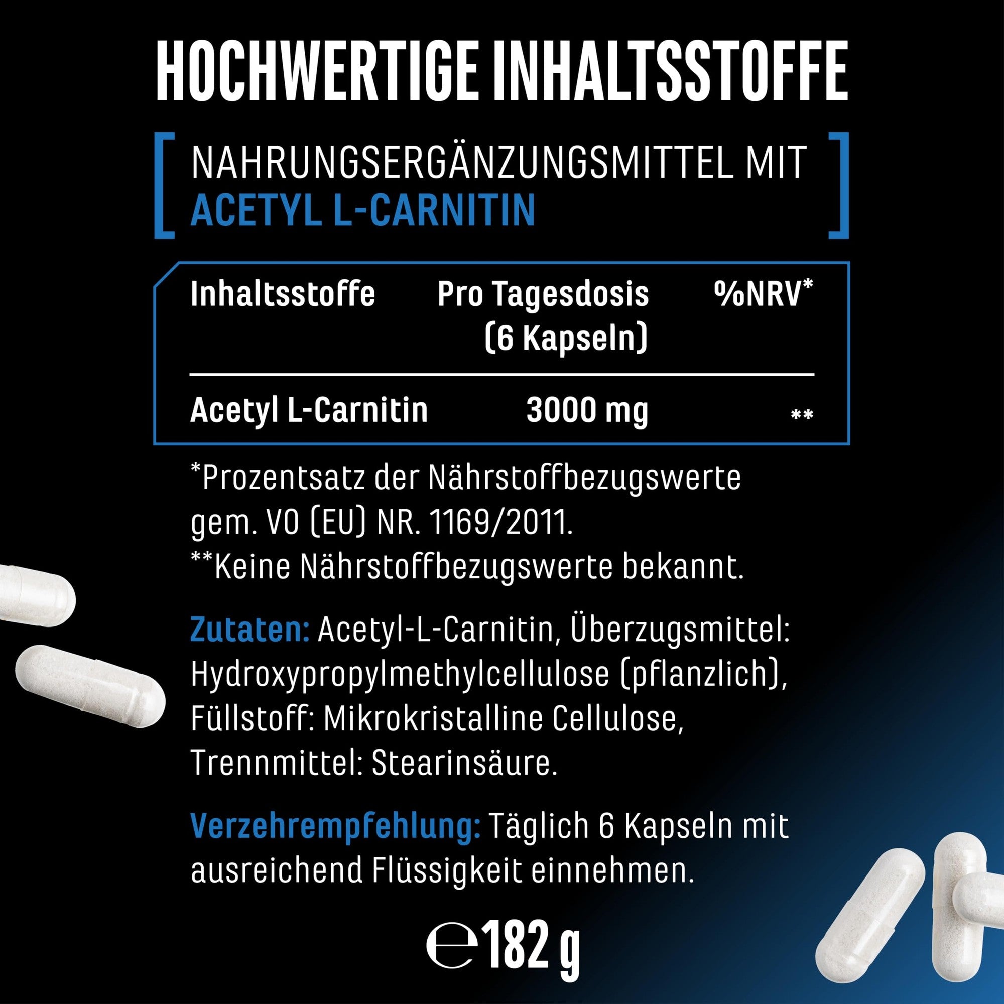 Acetyl L-Carnitin 3000mg 250 Kapseln – Anwendung