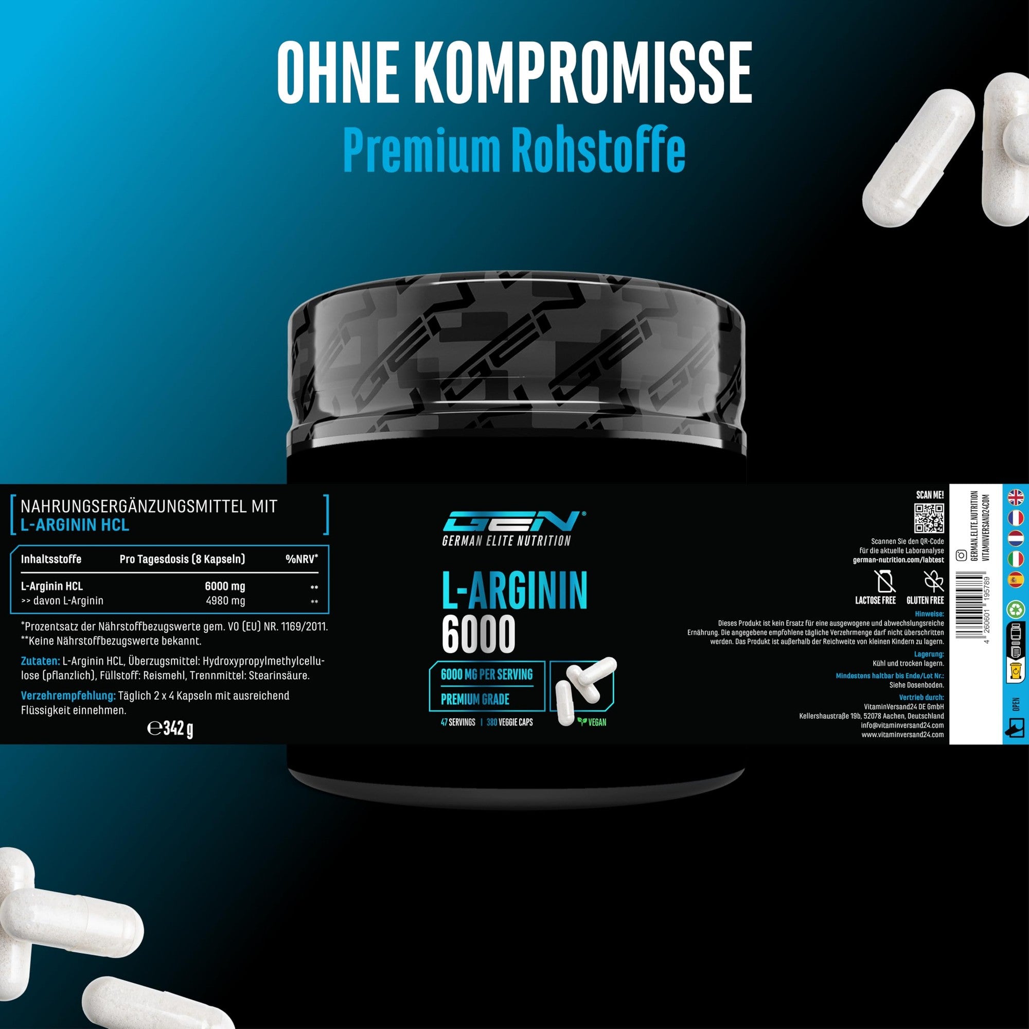 GEN L-Arginin 6000 380 Kapseln – 6000mg pro Tagesportion