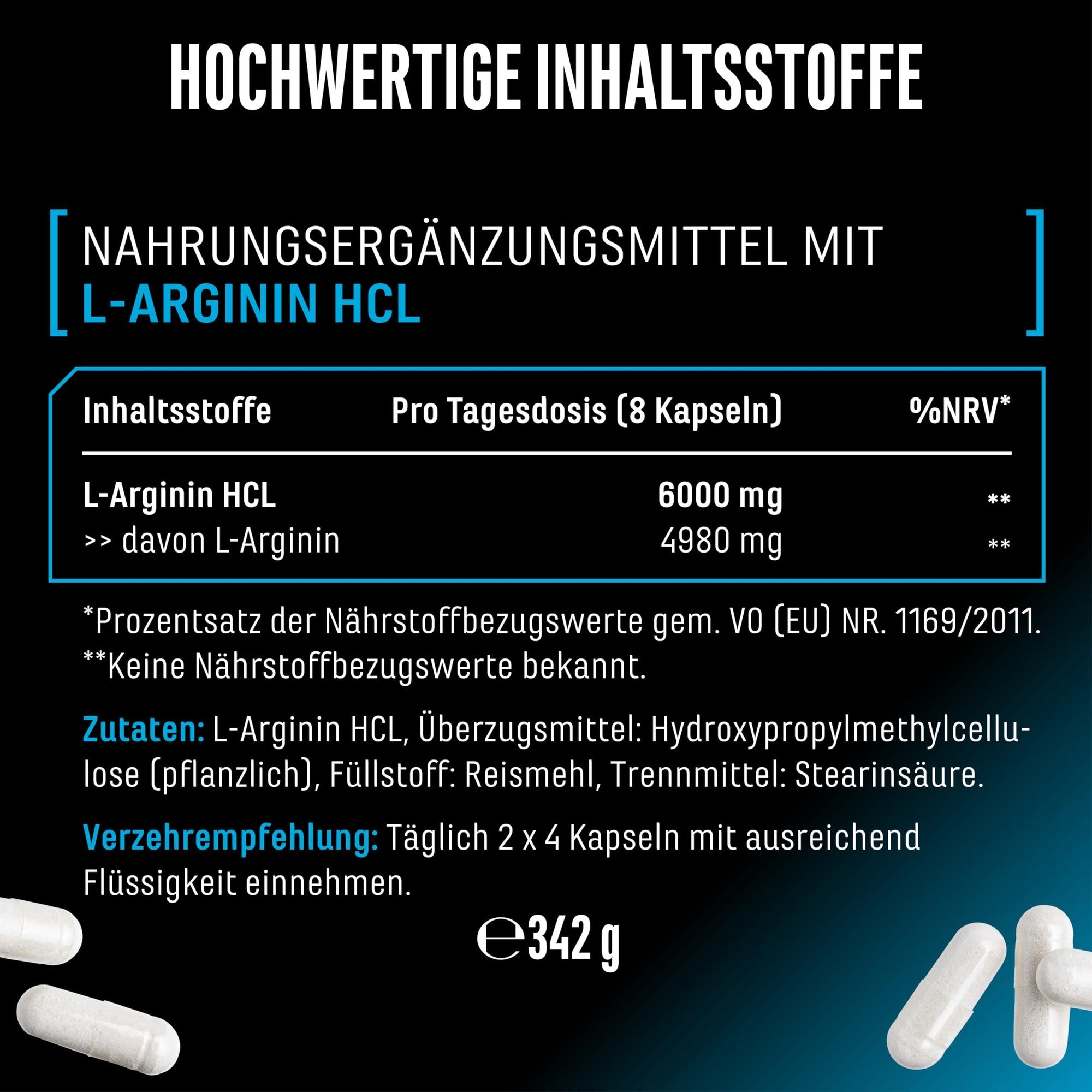 GEN L-Arginin 6000 380 Kapseln – vegan & laborgeprüft