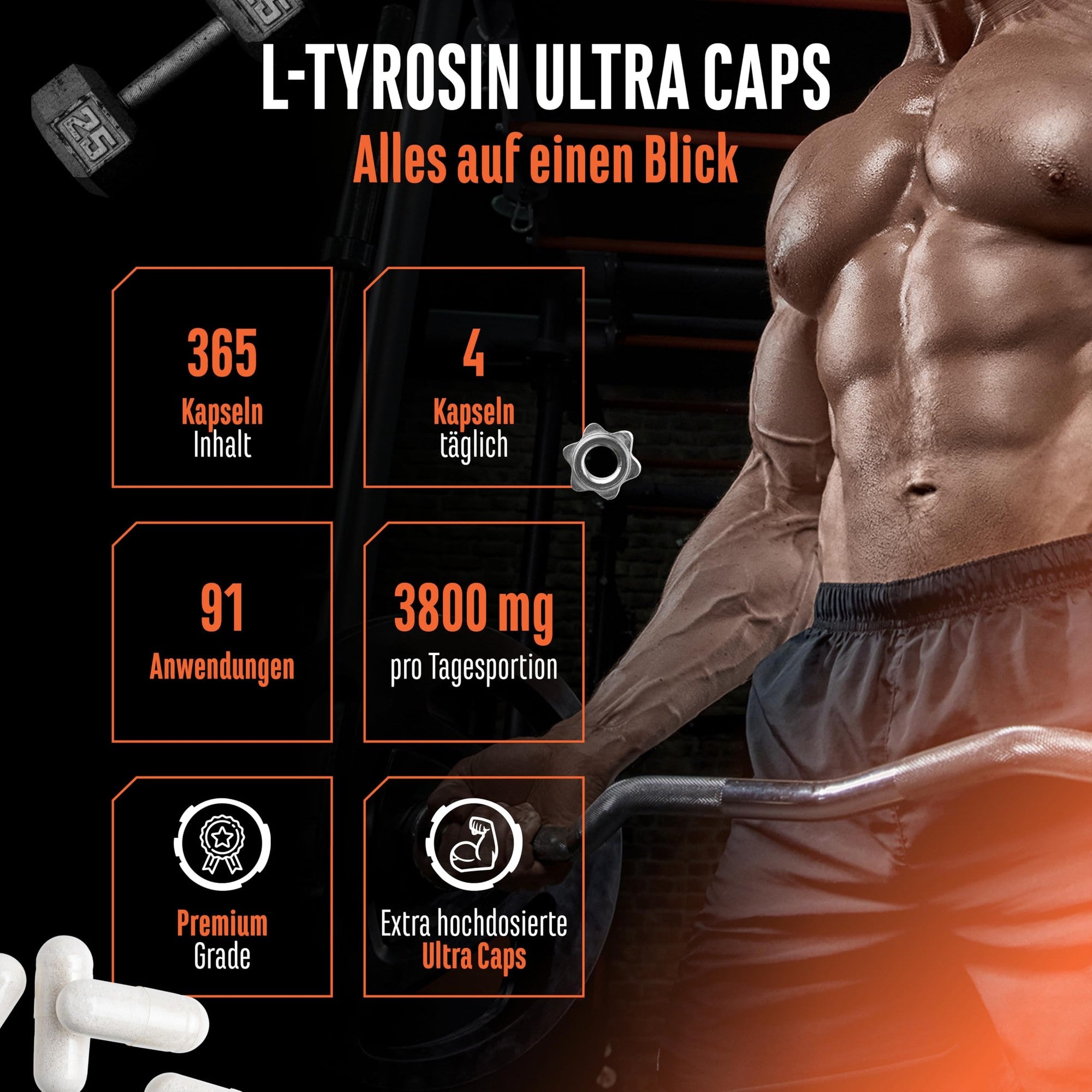 L-Tyrosin Ultra 950mg 365 Kapseln – Produktübersicht