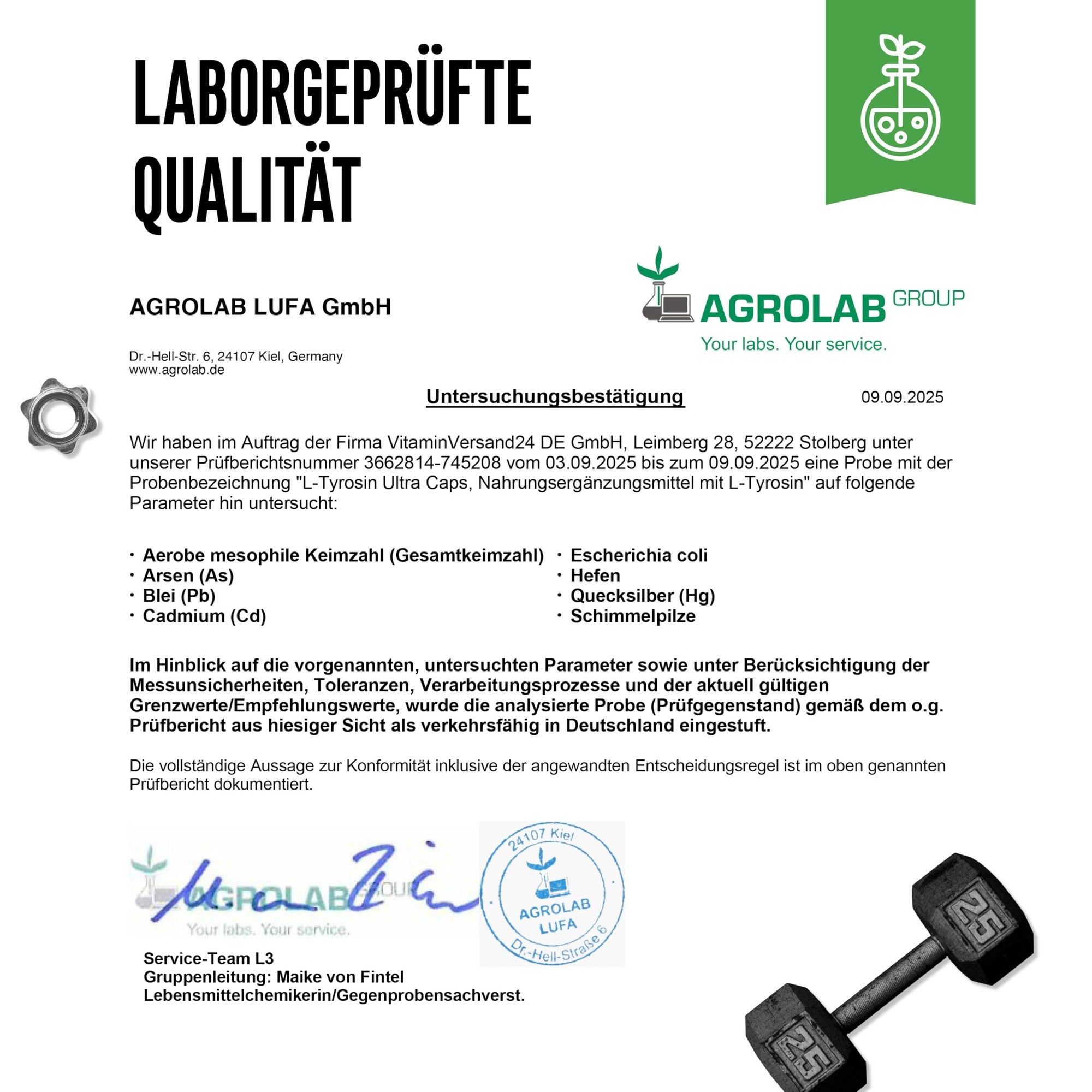 L-Tyrosin Ultra 950mg 365 Kapseln – Nährwerte & Etikett