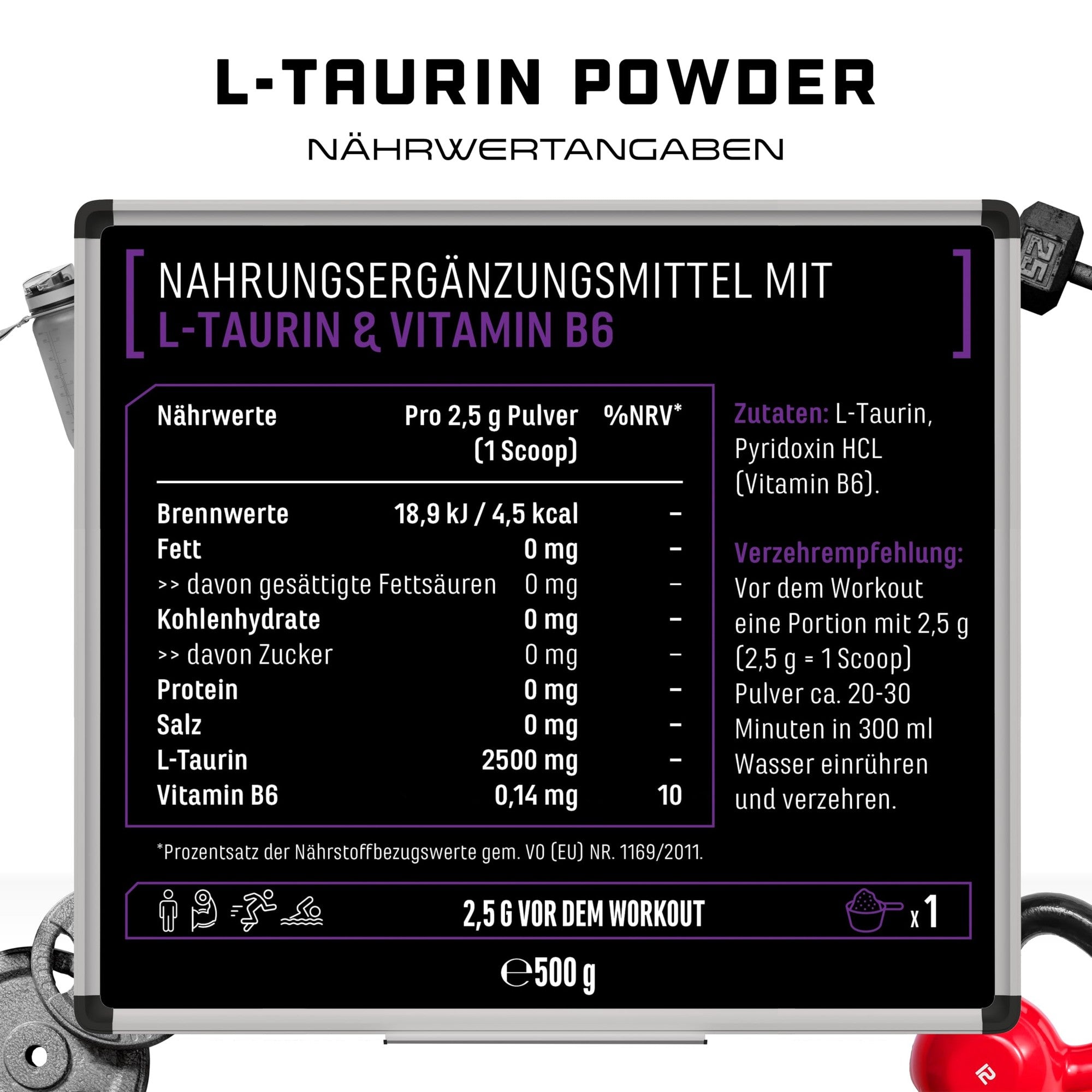 L-Taurin Pulver 500g – Reinheit & Qualität