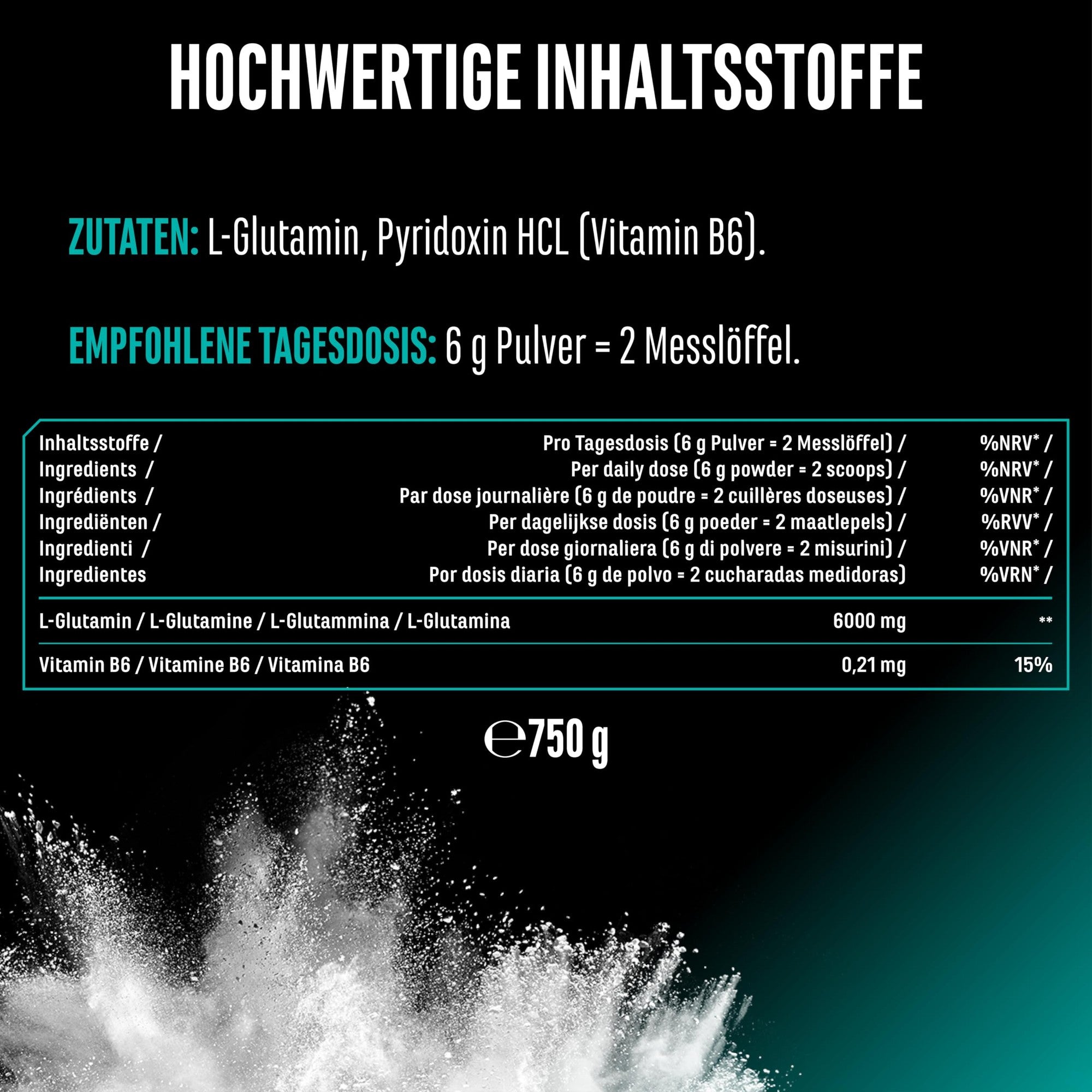 GEN L-Glutamin Pulver 750g – vegan & laborgeprüft