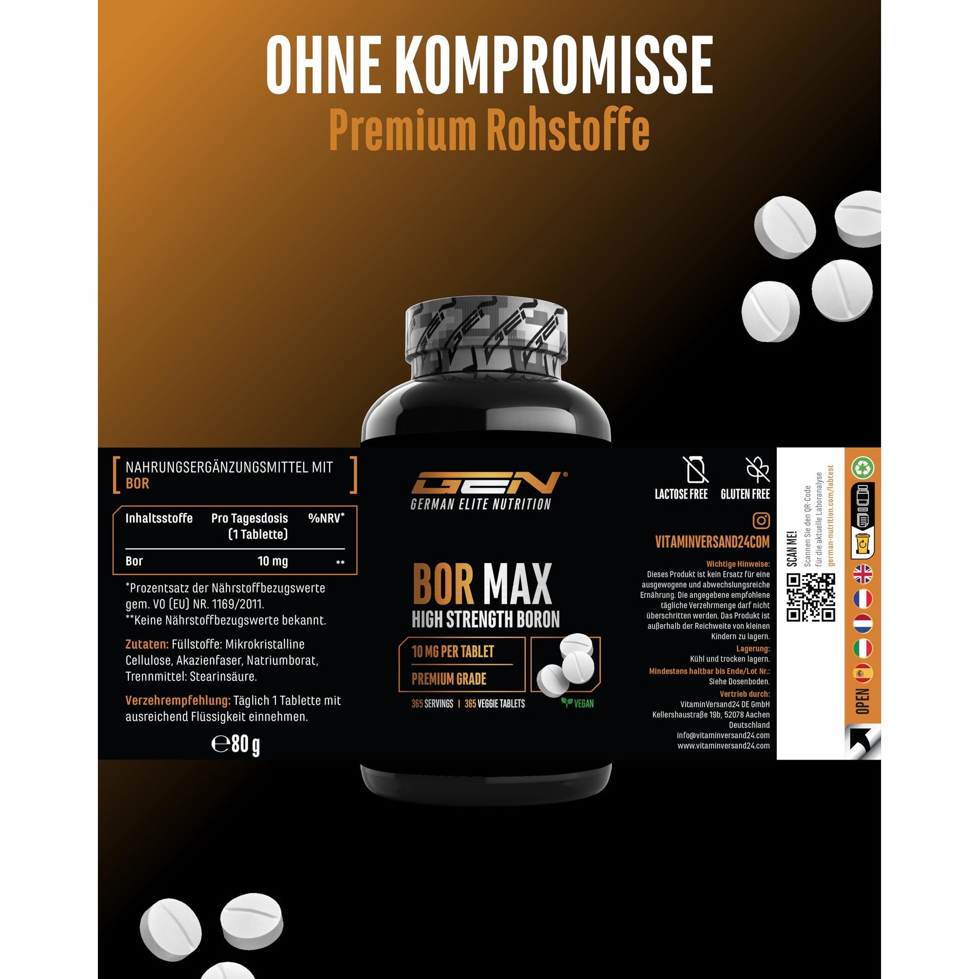 GEN Bor Borium Max 10mg 365 Tabletten – vegan & laborgeprüft