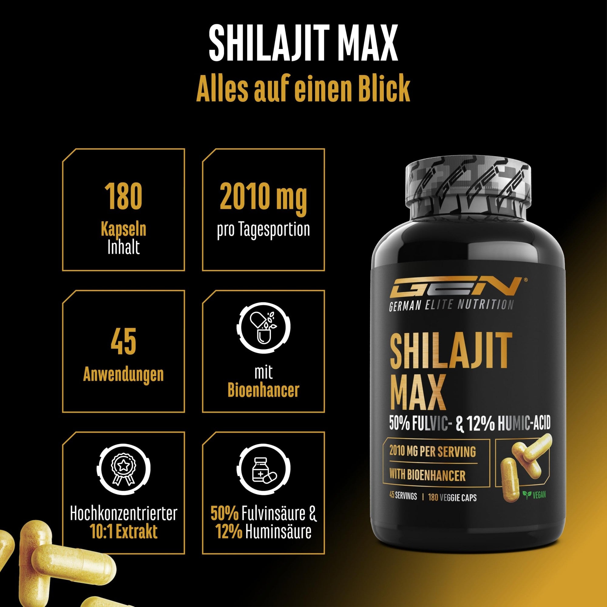 Mumijo Shilajit Max 2000mg 180 Kapseln - Übersicht