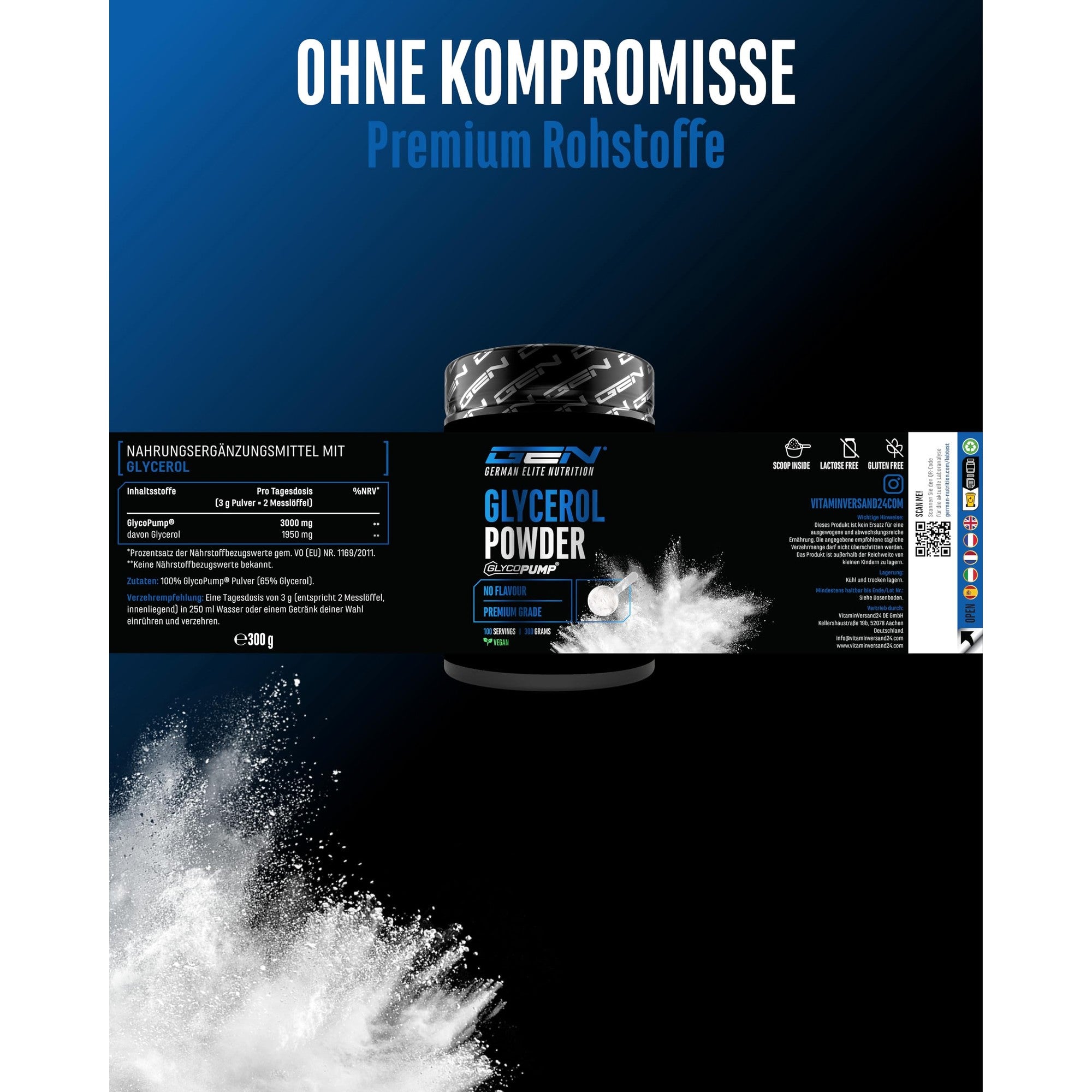 GEN Glycerol Pulver GlycoPump 300g – Wirkstoffe & Dosierung