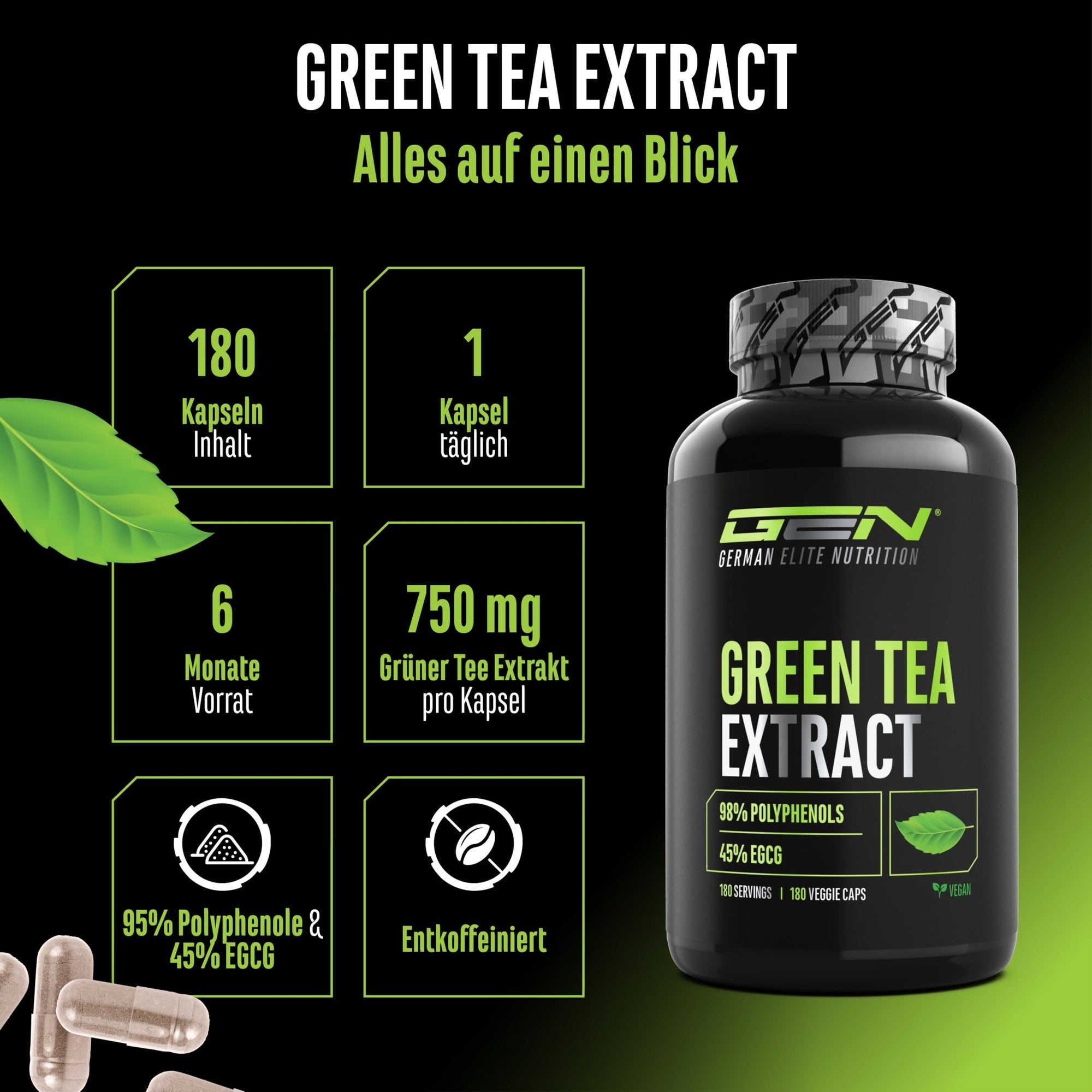 Green Tea Extract 750mg 180 Kapseln – Übersicht