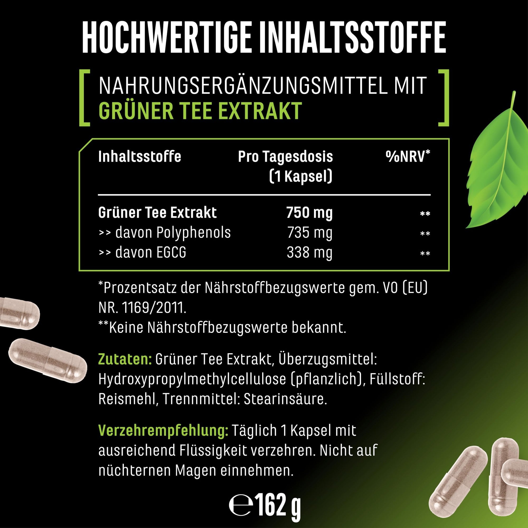 Green Tea Extract 750mg 180 Kapseln – Anwendung