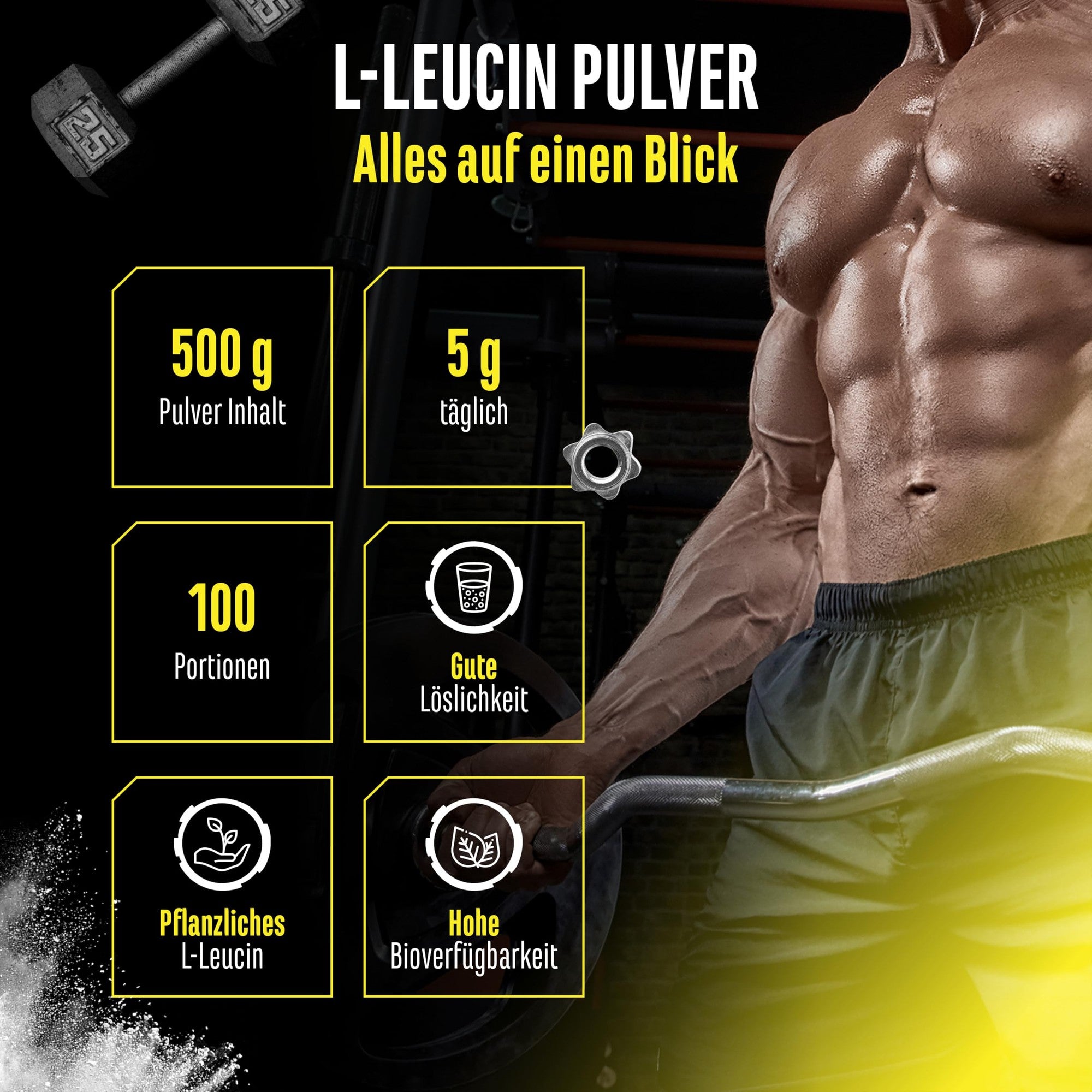 L-Leucin Pulver 5000mg 500g – Produktübersicht