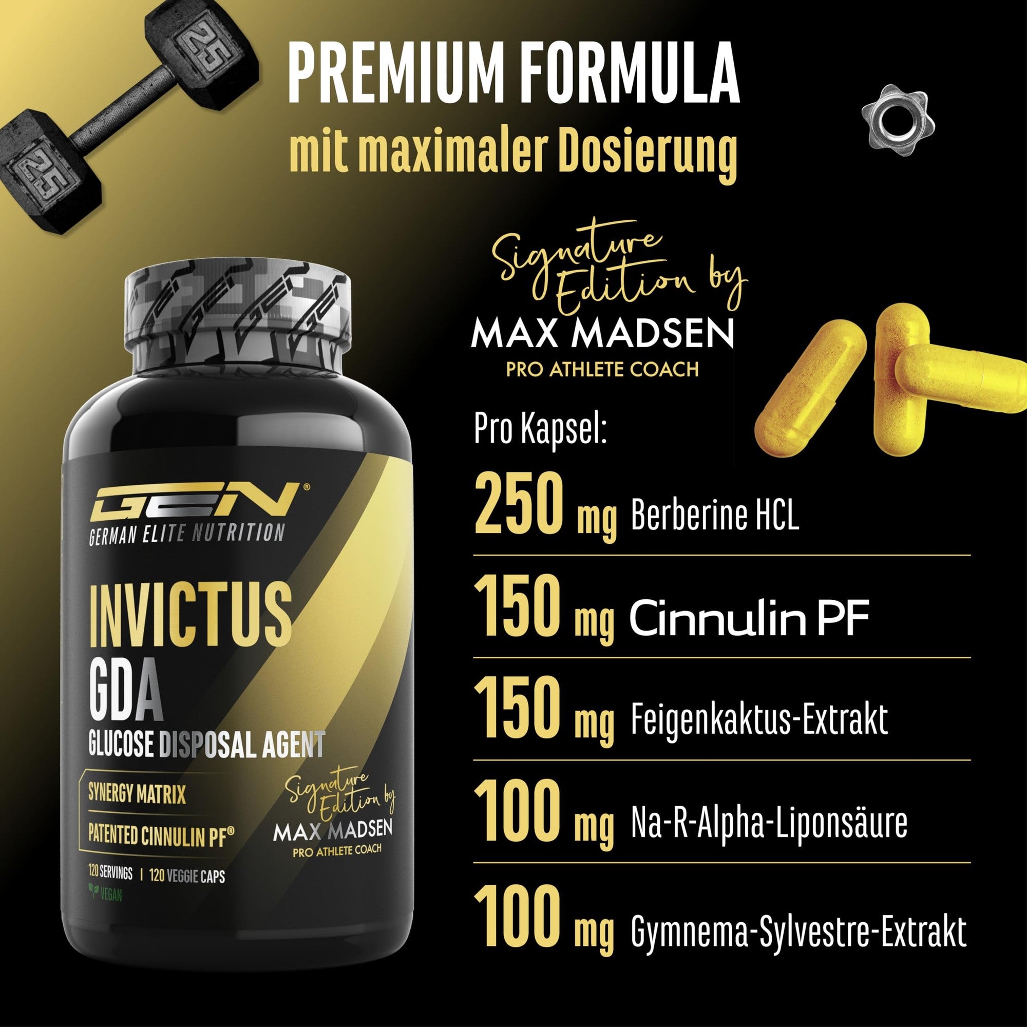 Invictus GDA Glucose-Formel 120 Kapseln – Berberin & Cinnulin PF