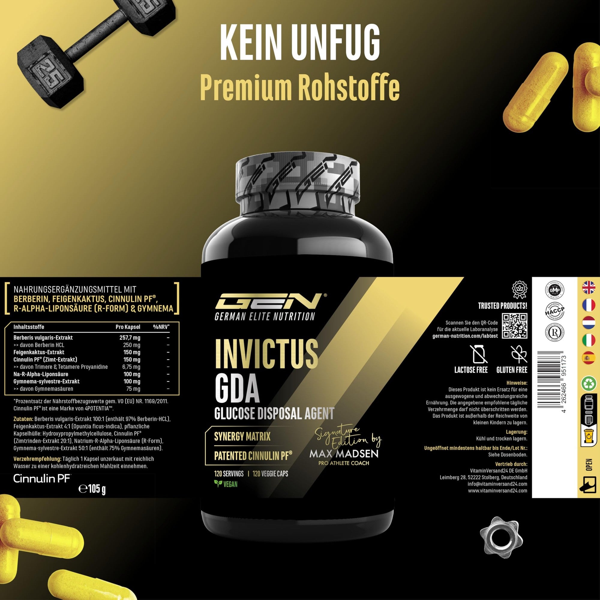 Invictus GDA Glucose-Formel 120 Kapseln – vegan & laborgeprüft