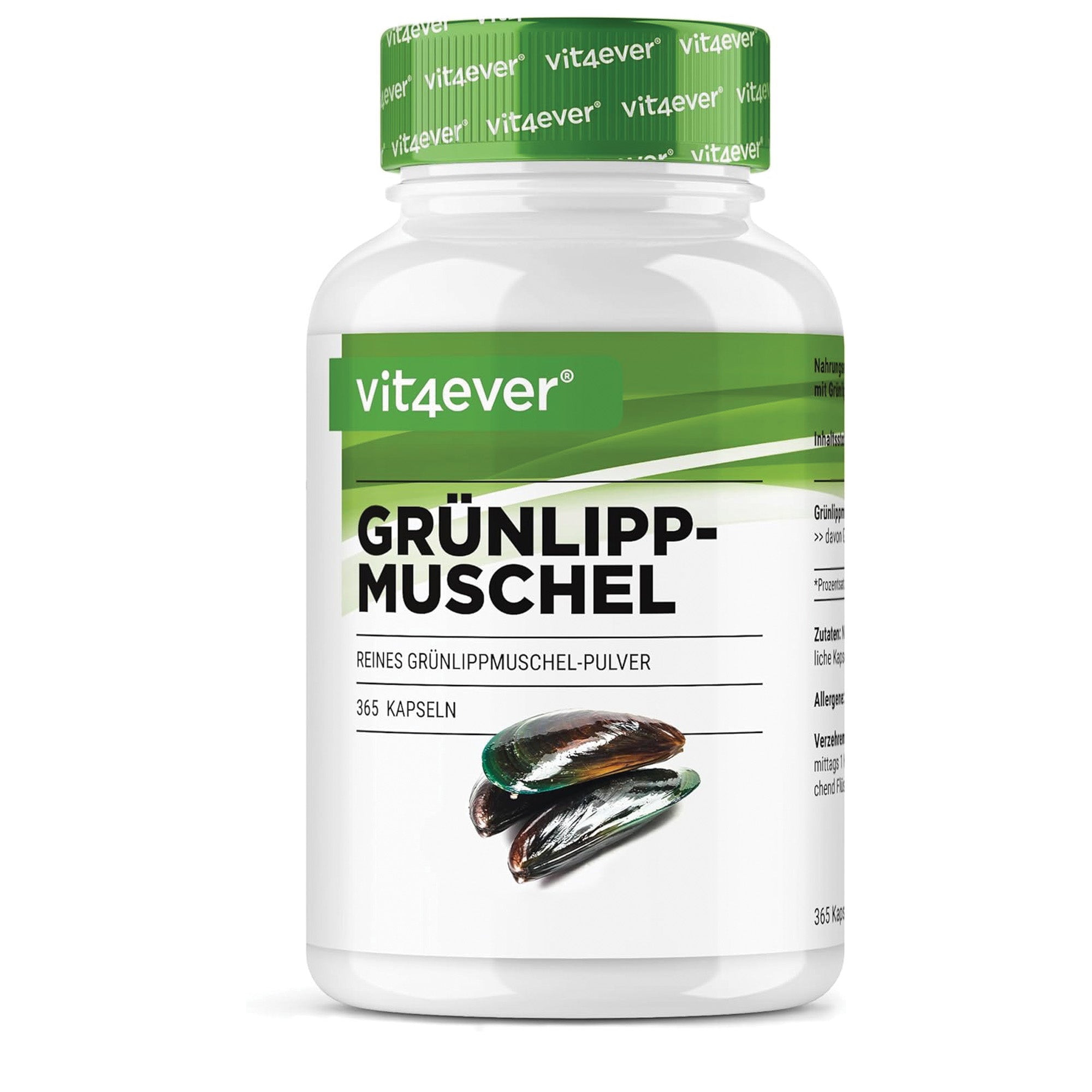 Vit4ever Grünlippmuschel 600 mg - 365 Kapseln aus Neuseeland