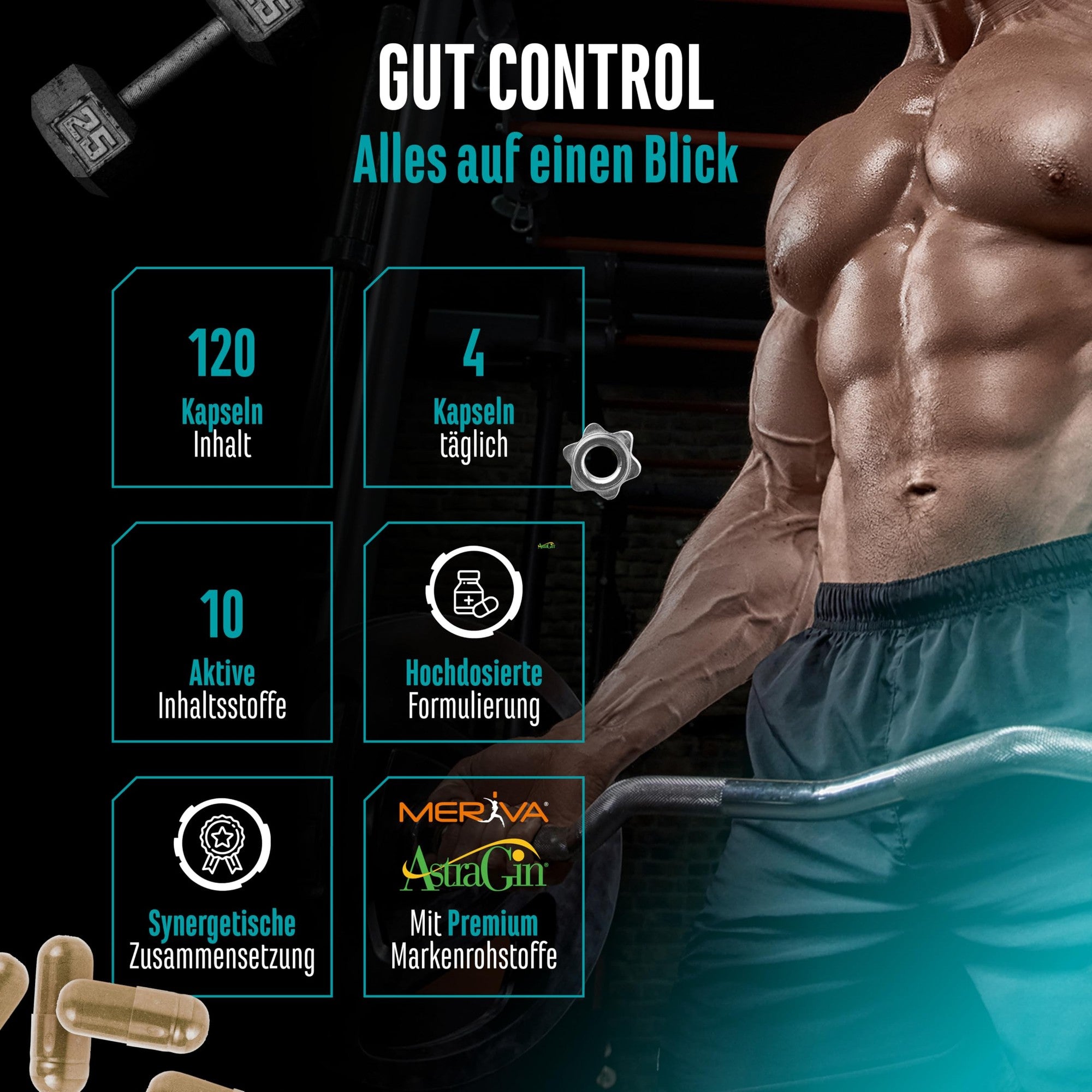 German Elite Nutrition Gut Control 120 Kapseln – Darmbalance-Komplex, Übersicht