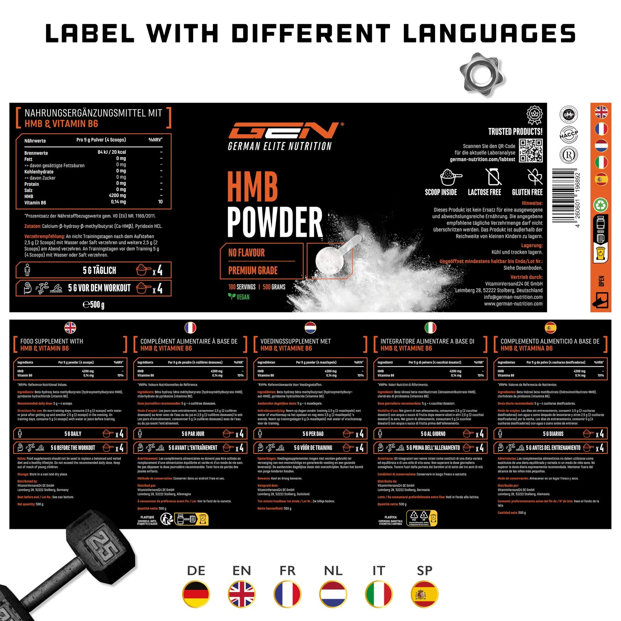 HMB Pulver – Anwendung und Dosierung, German Elite Nutrition