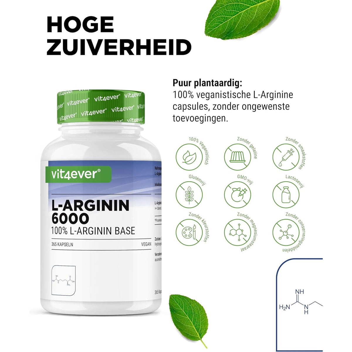 L-Arginin Base 6000mg | 365 Kapseln | Vit4ever
