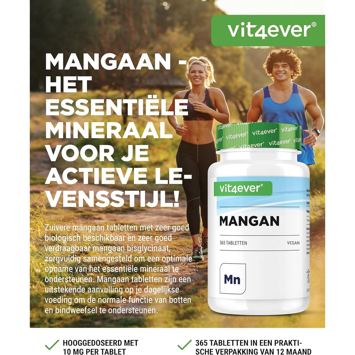 Mangan Bisglycinat 10mg | 365 Tabletten | Vit4ever