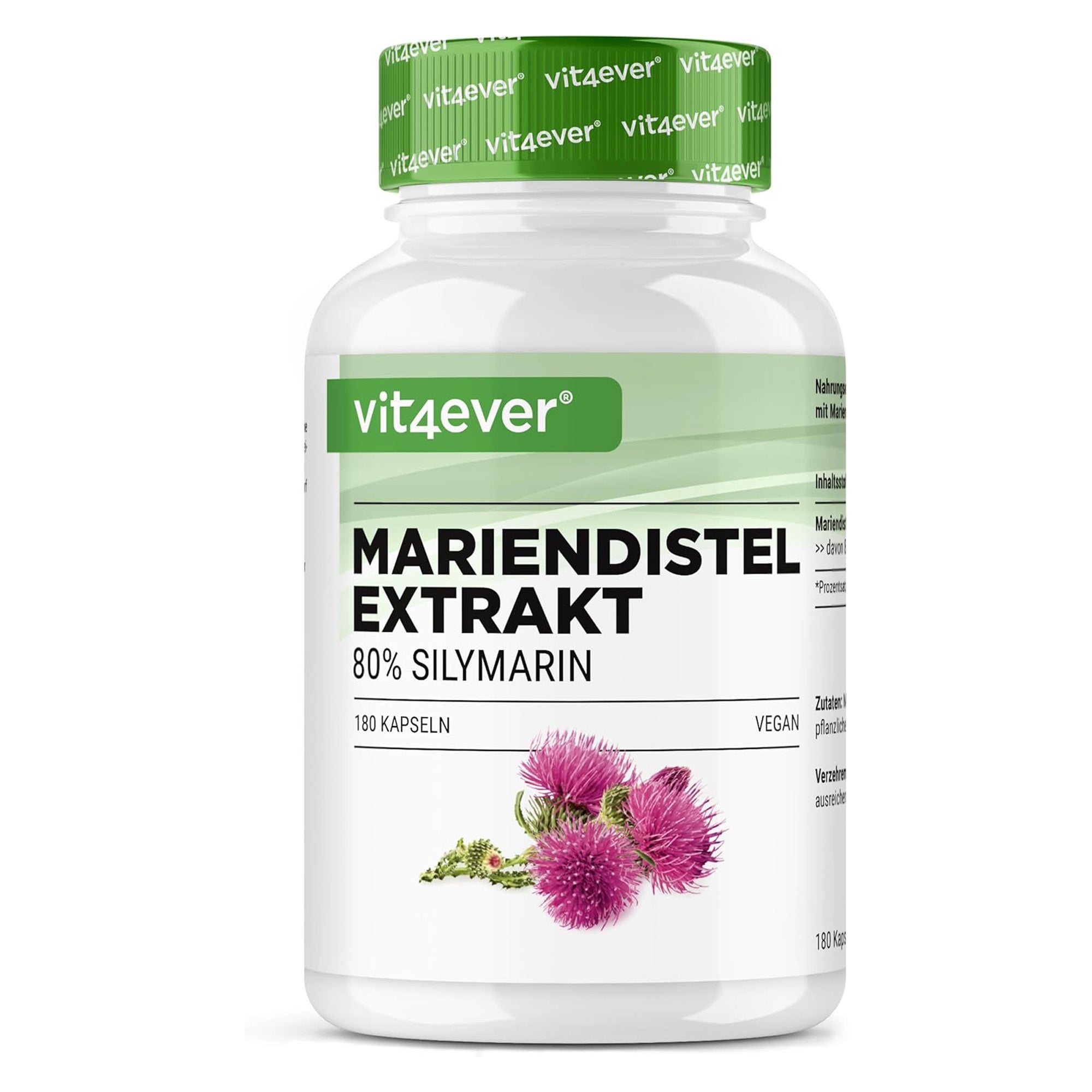 Vit4ever Mariendistelextrakt 80% Silymarin 500mg - Kapseln