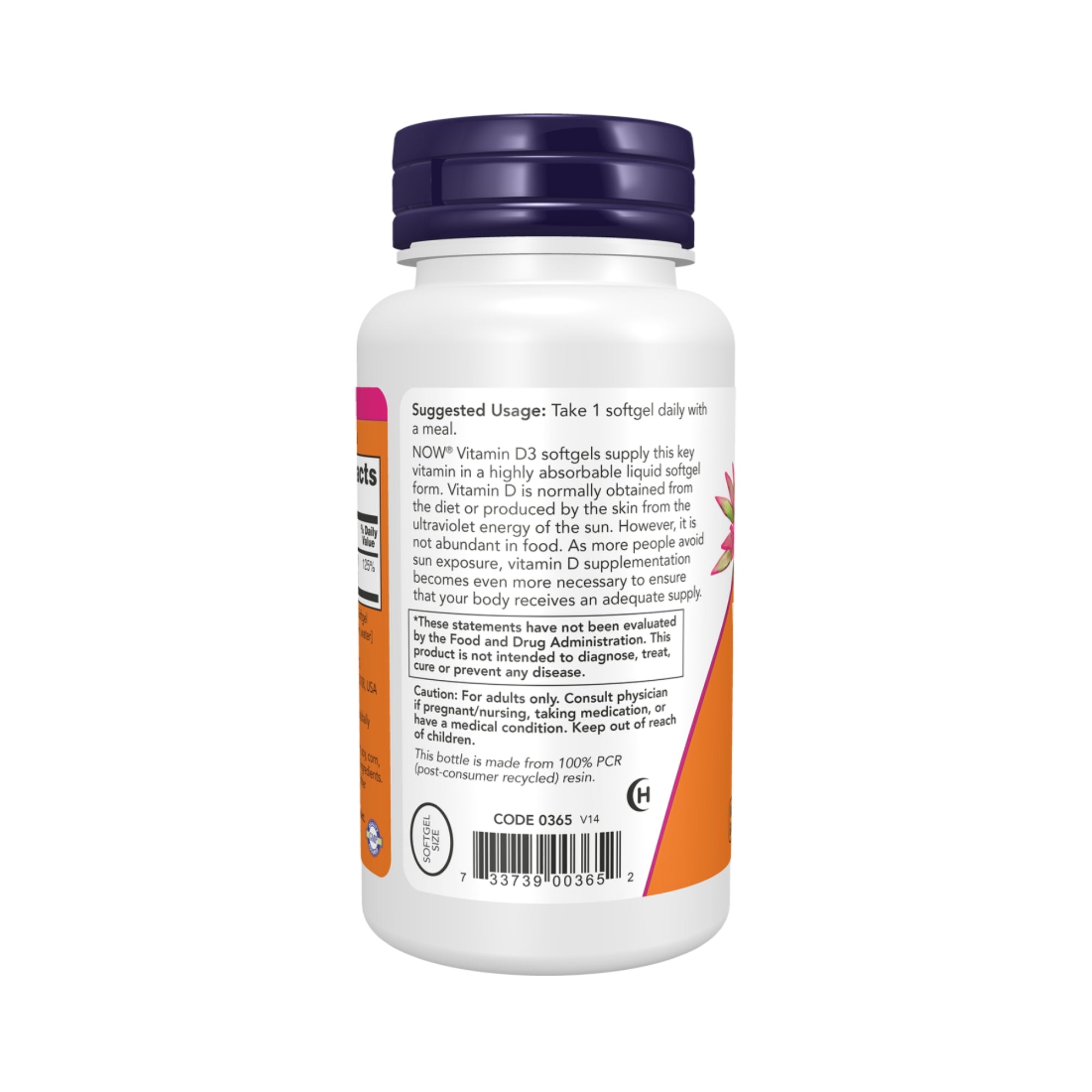 Vitamin D3 1000 I.E. | 25 µg | 360 Softgels | NOW Foods