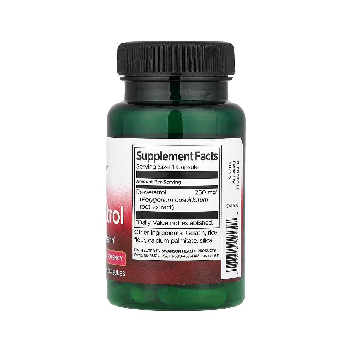 Swanson Resveratrol 250mg 30 Kapseln – Produktverpackung Vorderseite