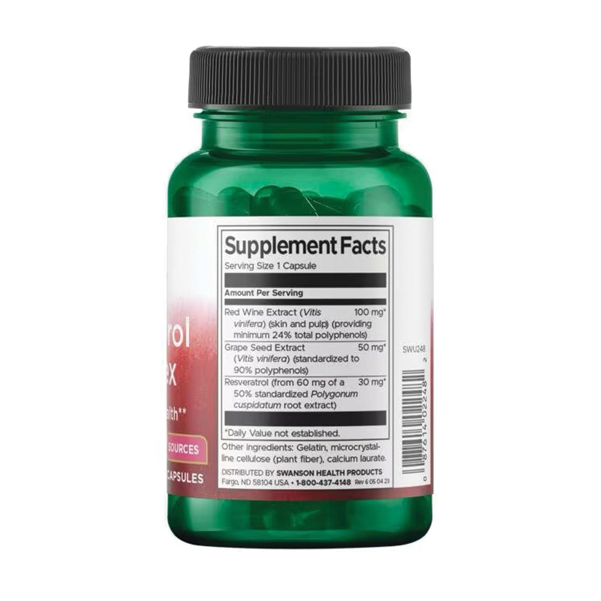 Swanson Resveratrol Complex (180 mg) 60 Kapseln – Produktverpackung Vorderseite