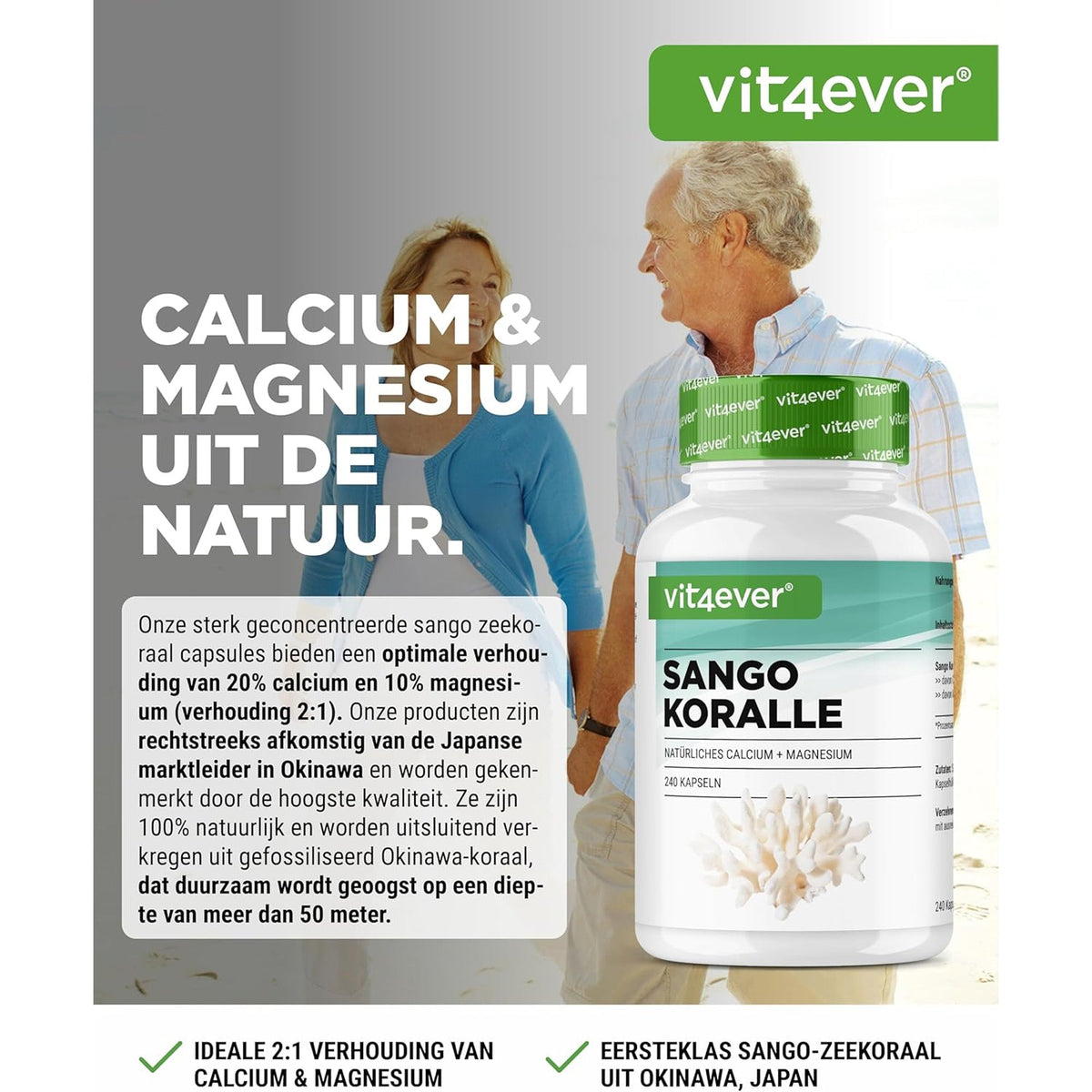 Sango Meereskoralle | Calcium & Magnesium | 240 Kapseln | Vit4ever